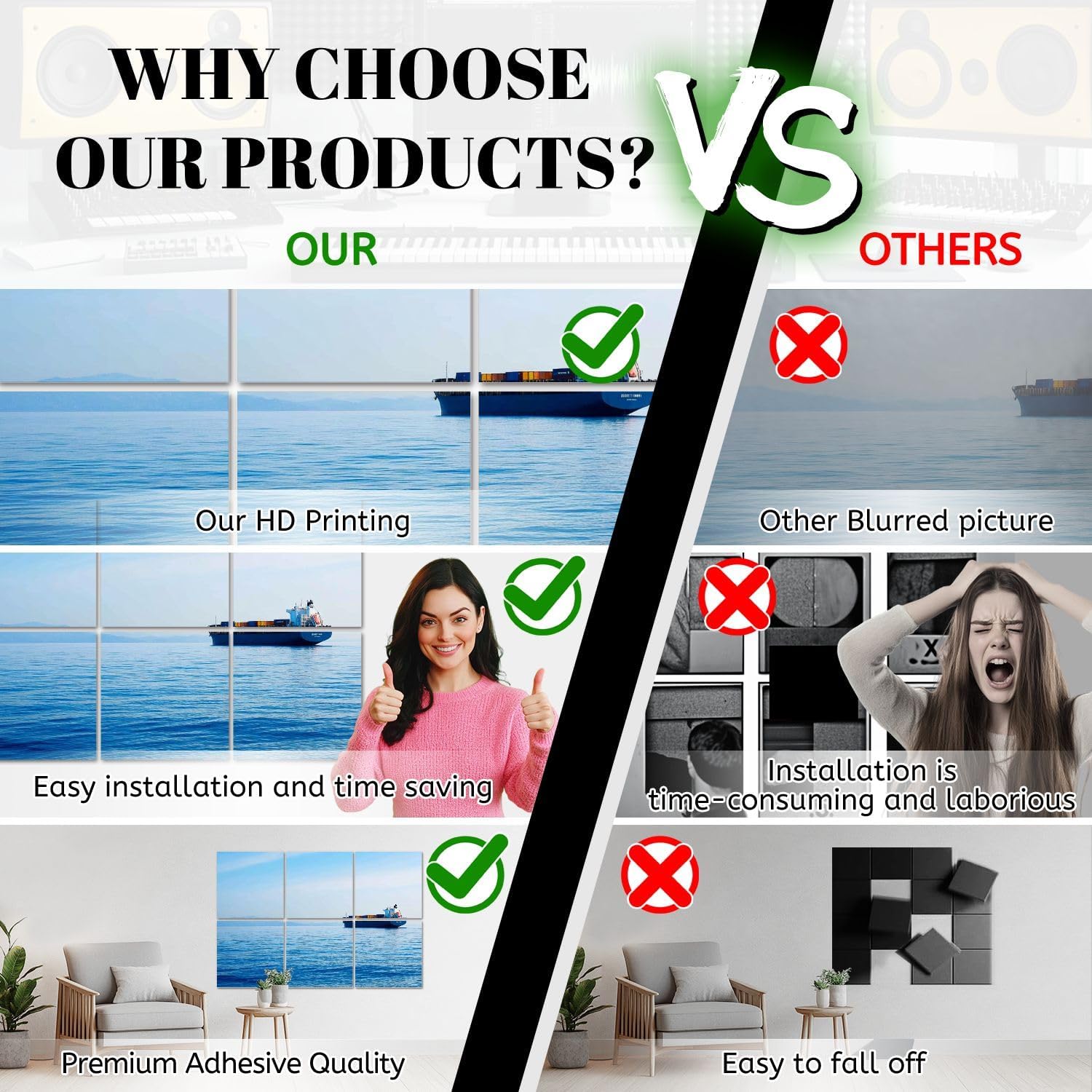 6 Pack Art Acoustic Panels Cargo Container Ship Soundproof Wall Panels, 48