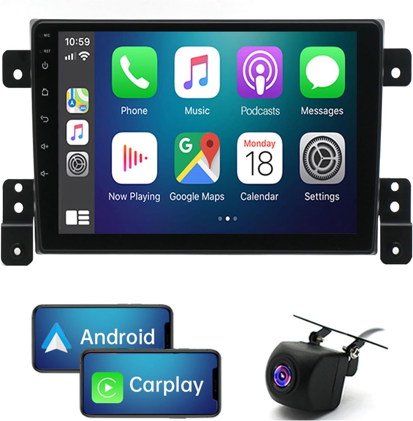 4GB+64GB Android 13 Car Stereo 9inch Touchscreen Car Radio Built-in Carplay/Android Auto Support Bluetooth SWC GPS WiFi Backup Camera Fit for Suzuki for Grand for Vitara 2005-2015