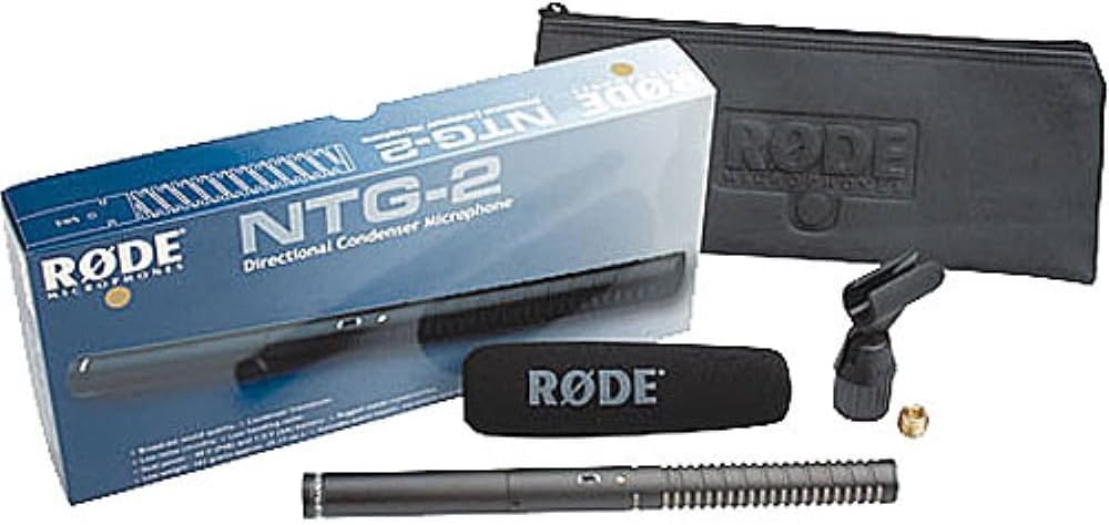 Rode NTG2 Condenser Shotgun Microphone Bundled with Universal Shockmount + Fur Windshield + XLR Microphone Cable + Cleaning Cloth (5 Items)