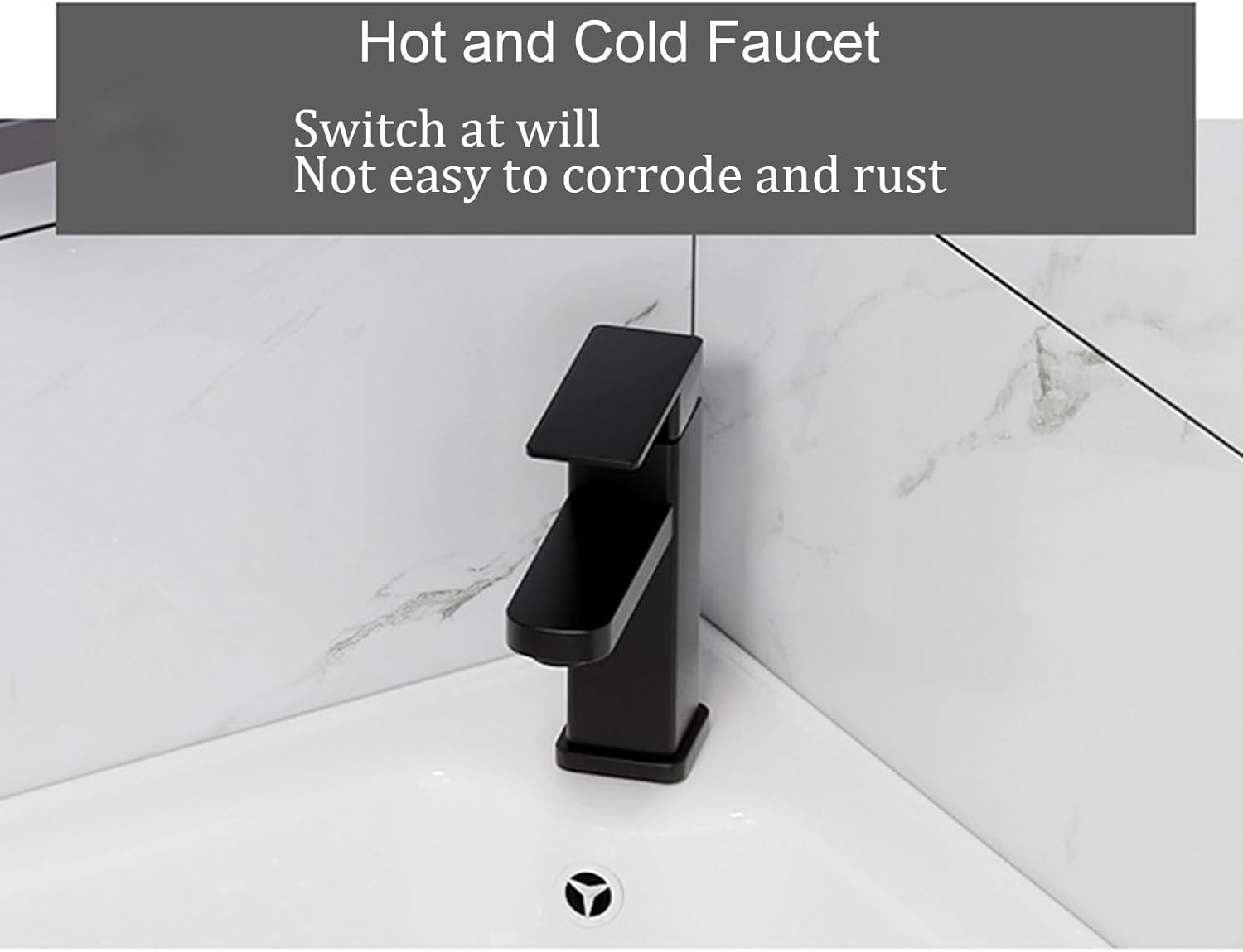 Small Corner Bathroom Cabinet Vanity With Sink Vanity, Corner Sink Bathroom Narrow Depth Vanities, Wall Mount Vessel Sink With Storage Space Hot & Cold Faucet Combo,for Small Space(Black)