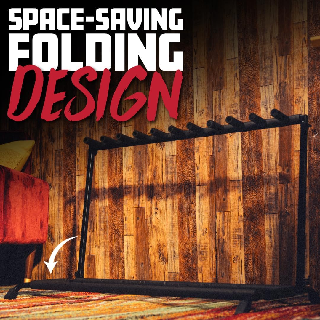 Gator Rok-It Multi Guitar Stand Rack with Folding Design, Holds up to 10 Electric or Acoustic Guitars (RI-GTR-RACK10)