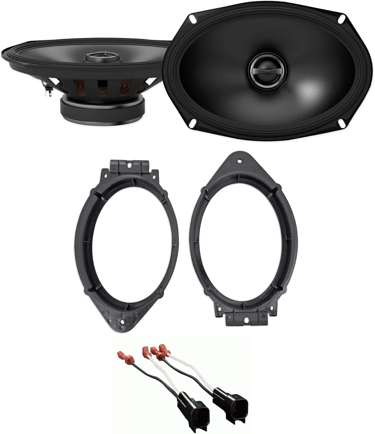 Pair Alpine S-S69 260 Watt 6x9 Coaxial 2-Way Car Audio Speakers Bundle with METRA 72-5600 Speaker Wire Harness & METRA 82-3004 6x9 Speaker Adapter Compatible with 2015-2017 GMC Canyon (3 Item)