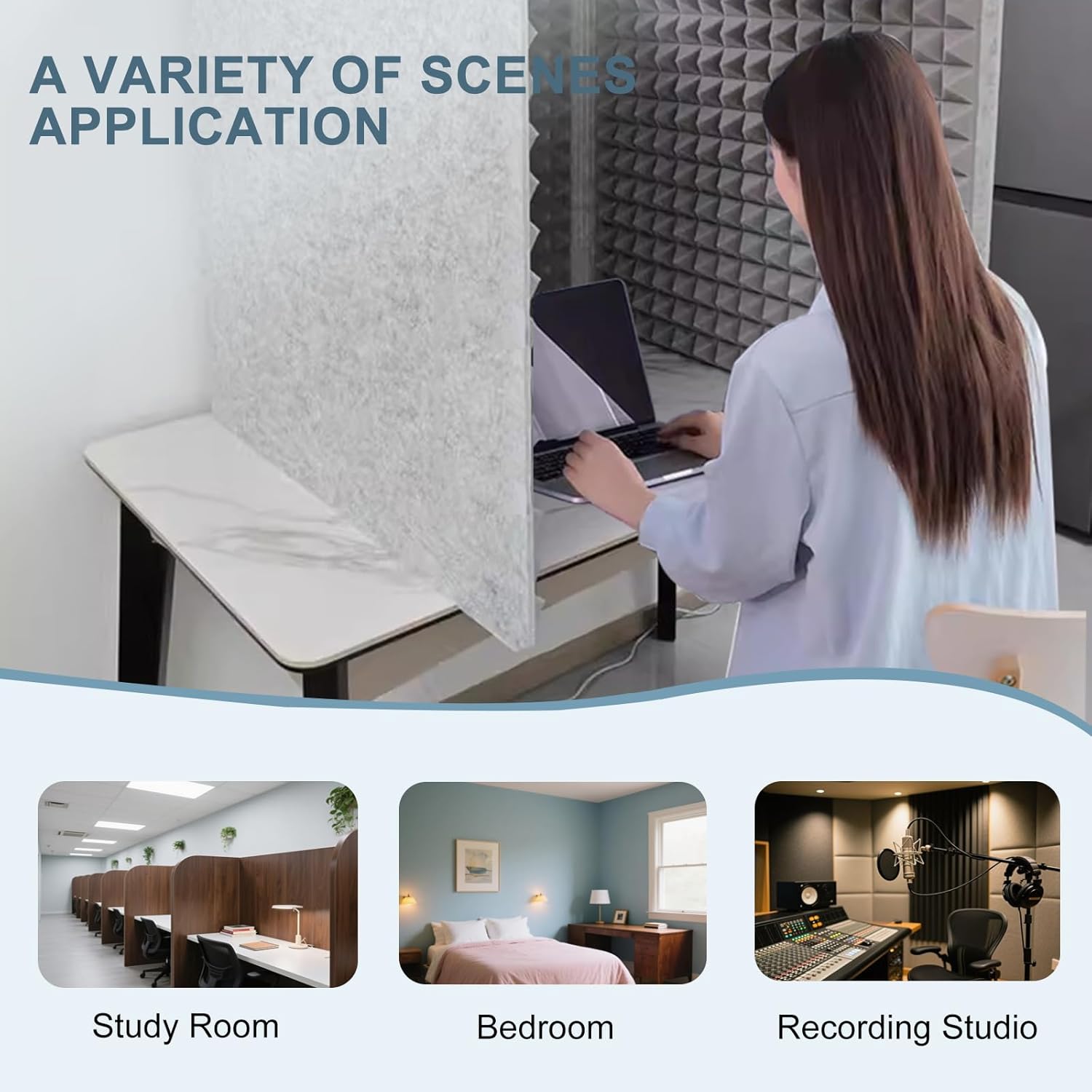 Desktop Soundproof Cover, Portable Vocal Booth, Microphone Isolation Booth Cube, Vocal Absorbing Shield, Small Music Recording Studio for Home Studio (Grey, 60x60cm)