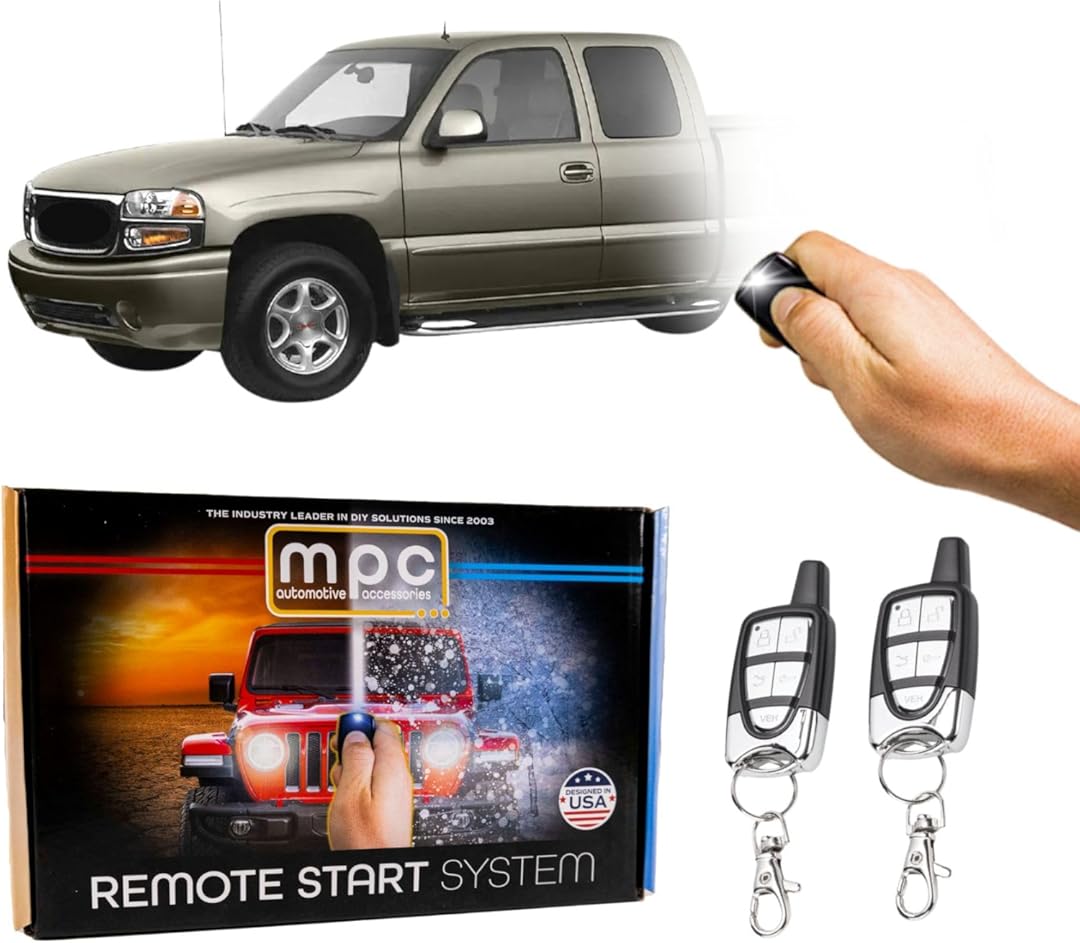 MPC 5-Button Remote Starter Compatible with 1999-2002 GMC Sierra |Gas| |Key-to-Start| (2) 5-Button 1-Way Remotes - Up to 1,500' Range