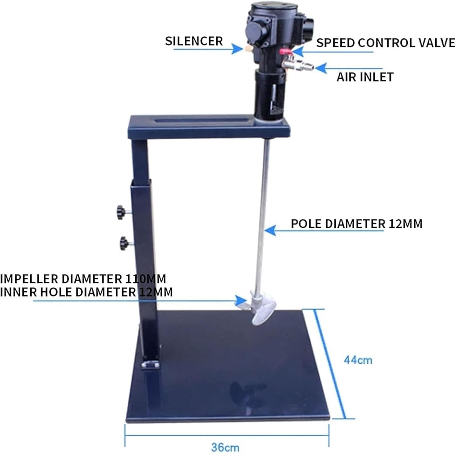 Pneumatic Paint Mixer Machine, 5 Gallon Mortar Paddle Mixer with Stand, Desktop Vertical Air Agitator, Height Adjustable, Ink Coating Mix Tool(3 Impellers)