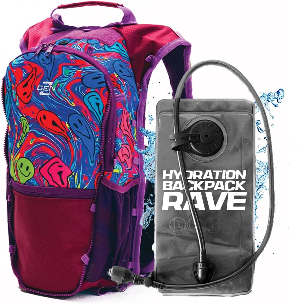 RaveRunner® Anti-Theft Hydration Backpack | Rave Hydration Pack, Festival Water Bag, Hydropack Rave, Hydration Pack EDC