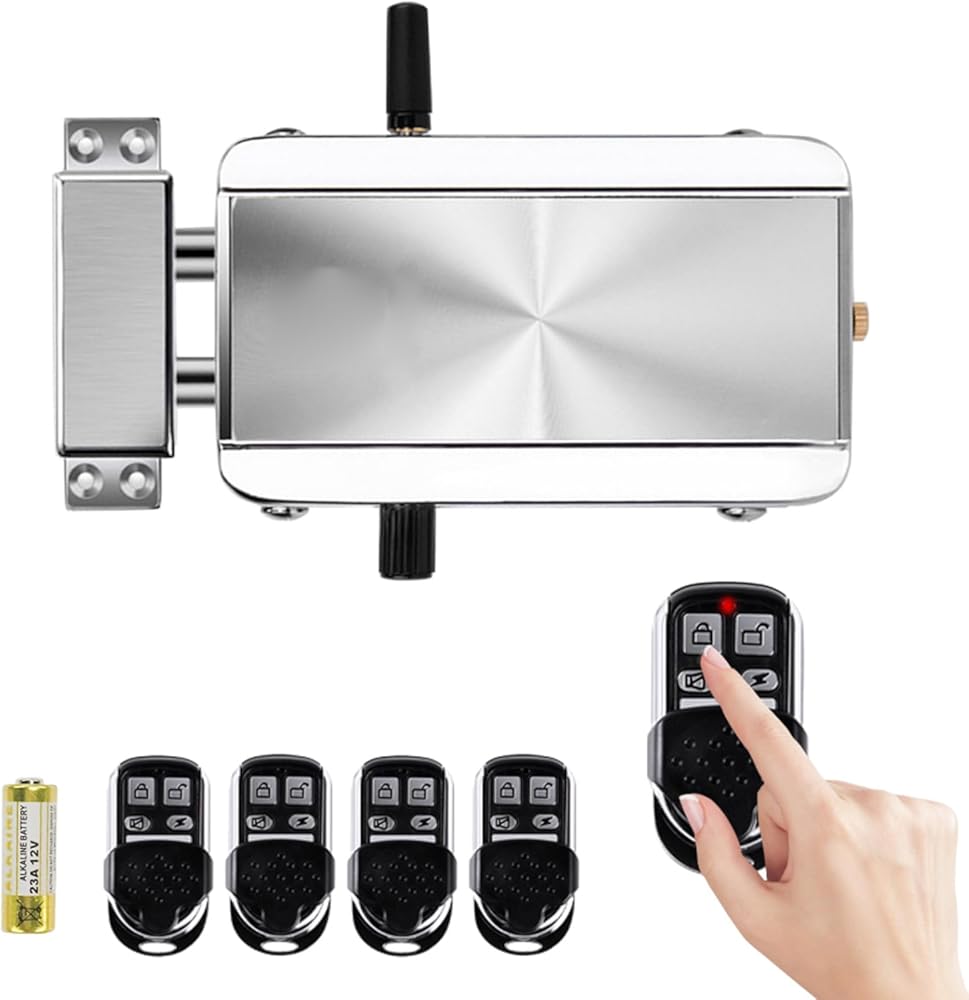 Remote Control Electronic Intelligent Door Lock, Smart Wireless,Electronic Deadbolt Anti-Theft Smart Hidden Door Lock,with 4 Remote Control,Keyless Access Control System for Home