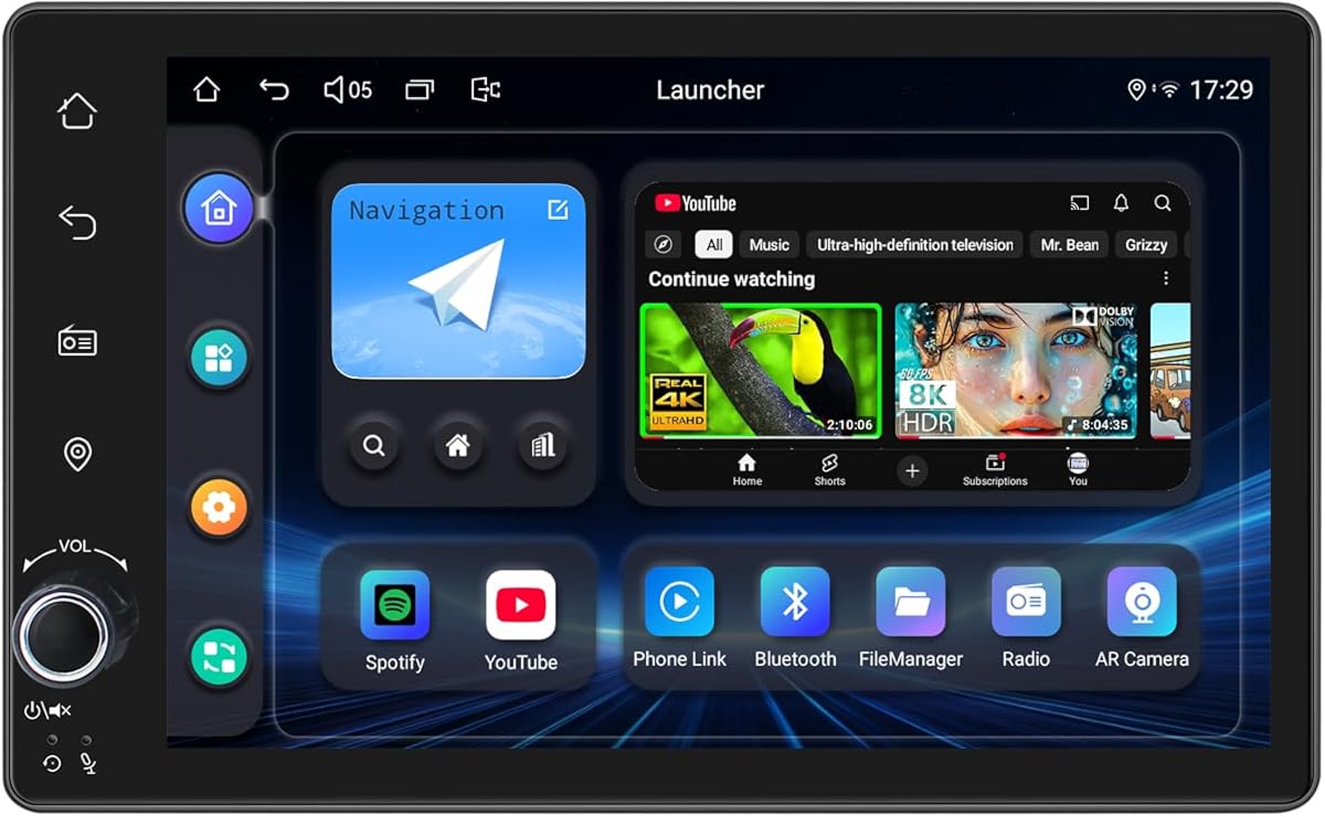 Joying 7 Inch Double Din Car Stereo Android 13 Radio, 4GB+64GB Car Audio Receivers with Carplay & Android Auto Bluetooth, Volume Knob, Mirror-Link, AM/FM, SWC(JY-UTD03N4-B)