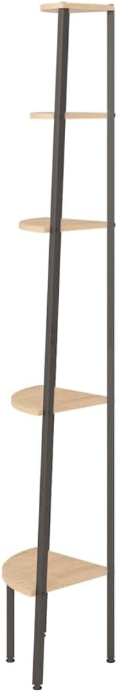 5-Tier Corner Shelf Light Brown and Black 17.9