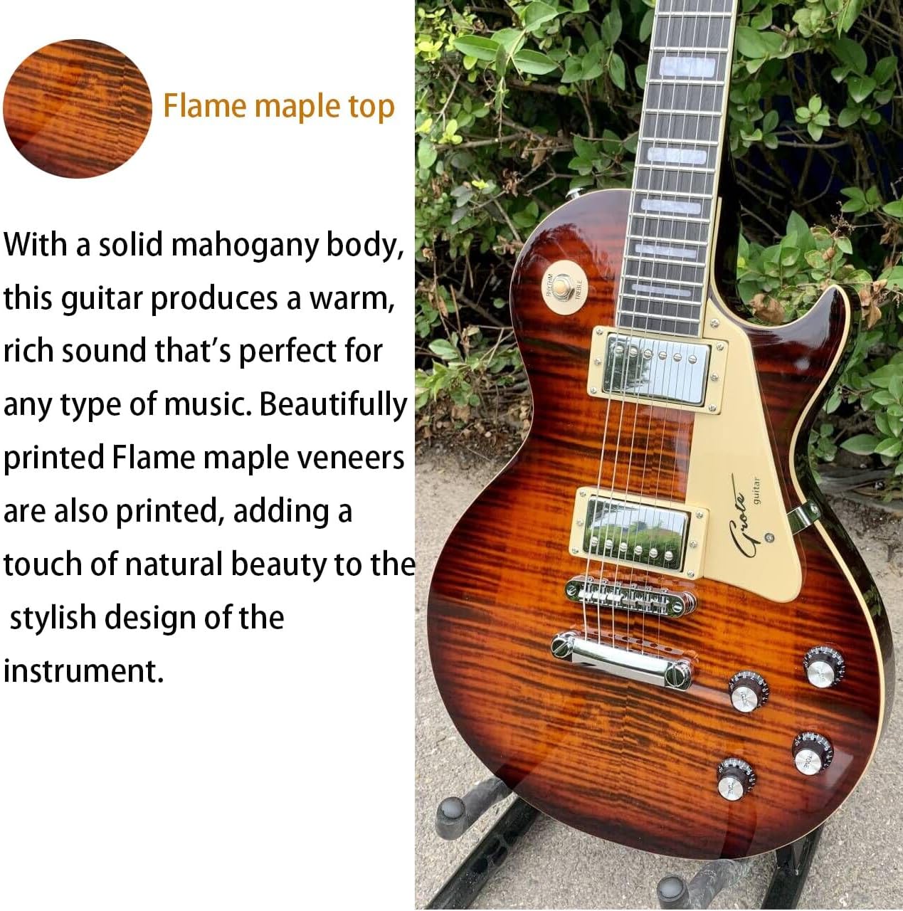 40'' Electric Guitar, LP Style Electric Guitar, Mahogany Neck, Rosewood Fretboard for Beginner, Intermediate & Pro Players Solid Body Guitar (Vintage Sunburst)