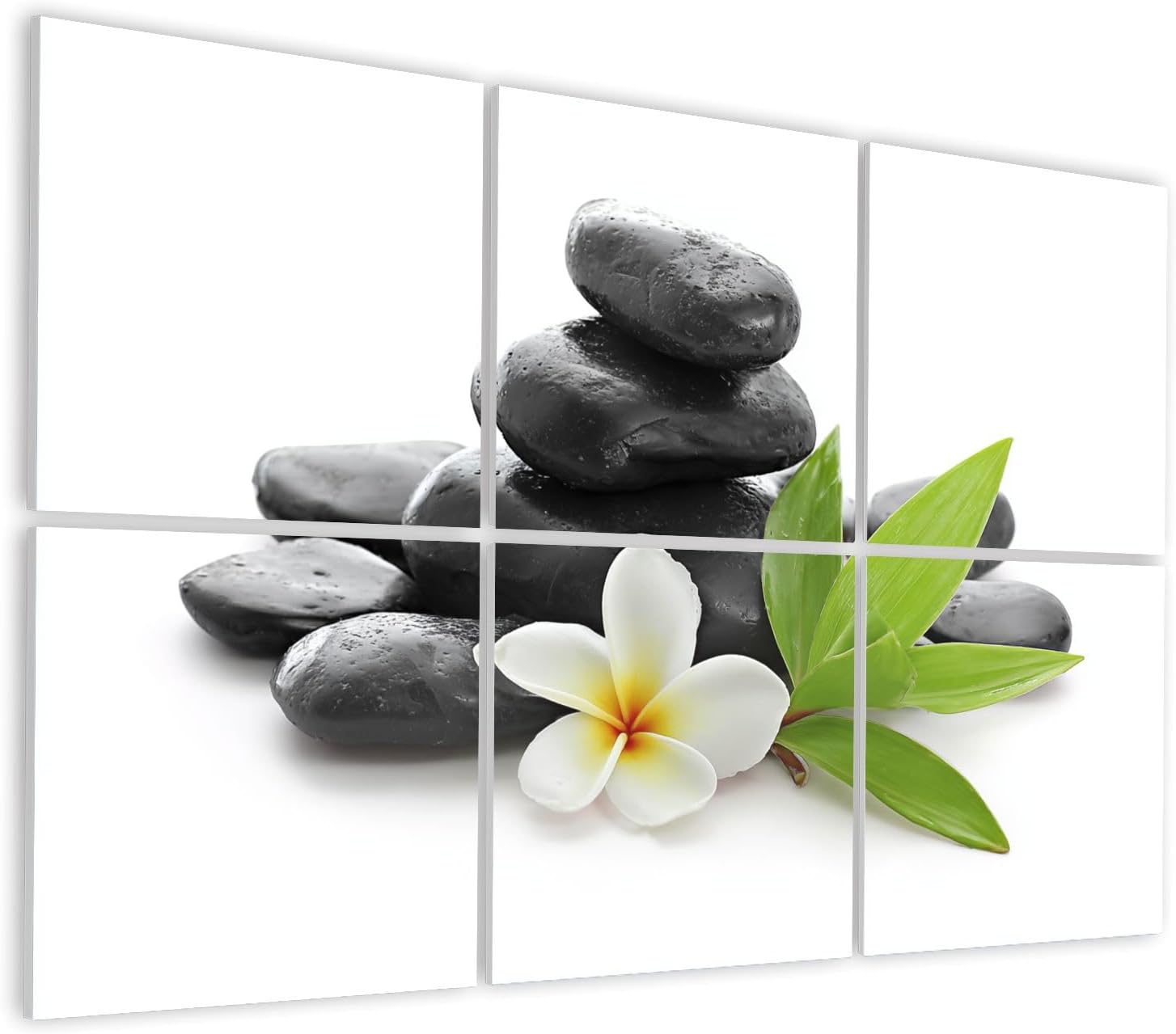 6 Pack Art Acoustic Panels Self Adhesive Zen Basalt Stones Frangipani Bamboo White Decorative Soundproof Wall Panels Sound Absorbing Panel 48