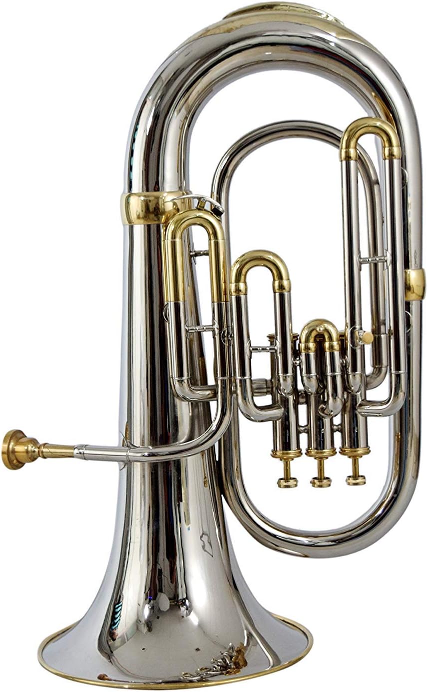 NauticalMart Bb Euphonium Nickel + Brass 3 Valve | Collectible Gift, Perfect for Christmas & Holiday Gifting