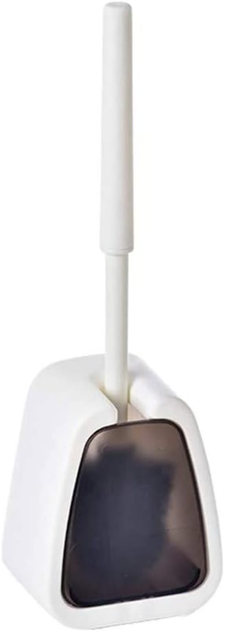 Wall Mounted Closed Toilet Brush Holder, Kit, Removable with Long Handle for Bathroom Cleaning