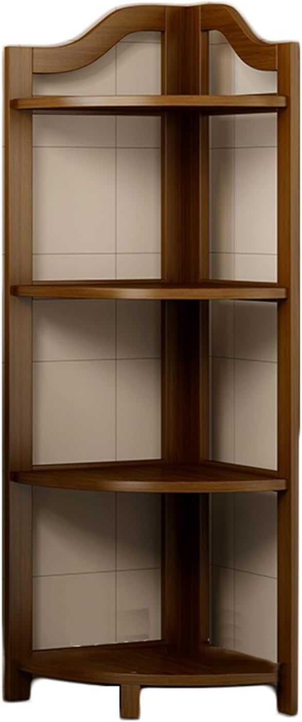 3/4/5/6 Tier Storage Rack, 3/4/5/6 Tier Corner Wooden Rack with Legs Storage Rack for Home Storage, Entryway, Living Room, Narrow Space, Pantry, Bathroom(Brown,3tier) (Brown 4tier)