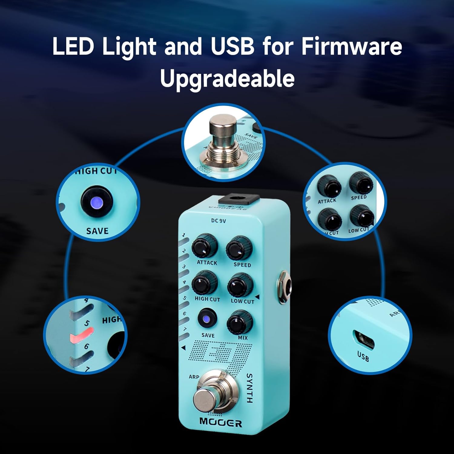 MOOER E7 Polyphonic Guitar Synth Pedal Electronic Synthesizer with Z Shape Pedal Connector PC-Z (3Pack)