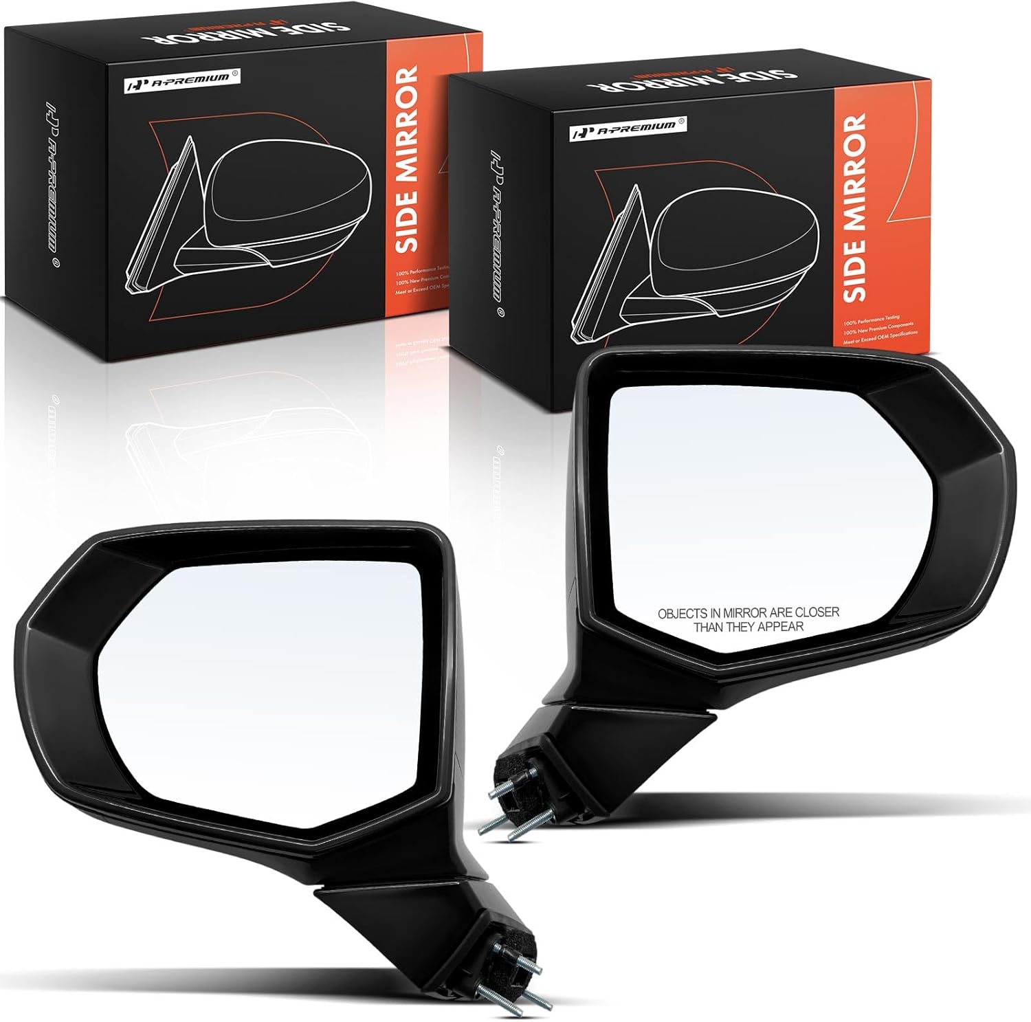 A-Premium Pair (2) Driver and Passenger Side Power Door Mirror - Compatible with Chevrolet Tahoe, Suburban & GMC Yukon, Yukon XL, 2021-2024 - Heated Manual Folding Black Outside Rear View Mirror