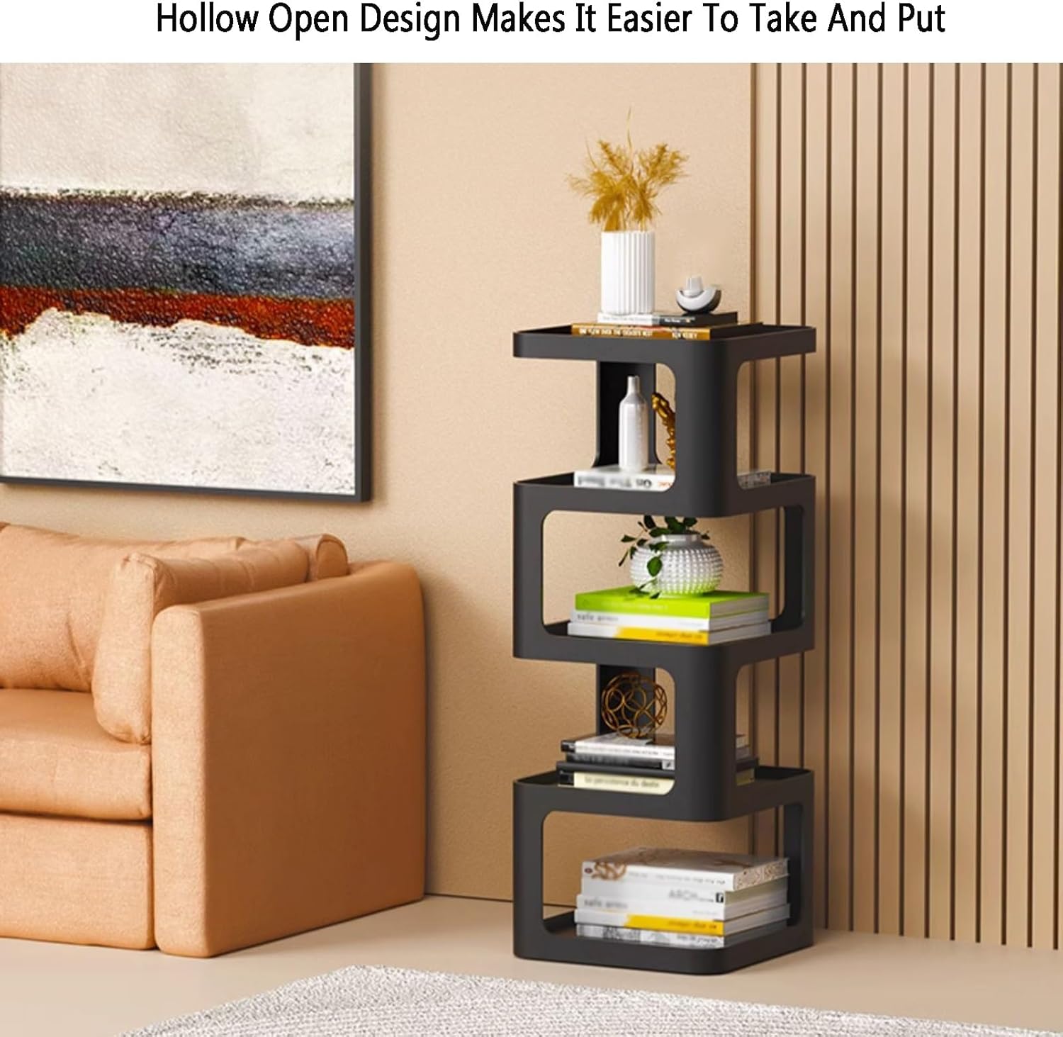 3/4/5 Layer Corner Bookcase, Industrial Bookshelf,Storage Display Rack, Multi-Layer Storage Rack for Living Room, Office, Small Space(1PC)(Gold,3tier) (Black 5tier)
