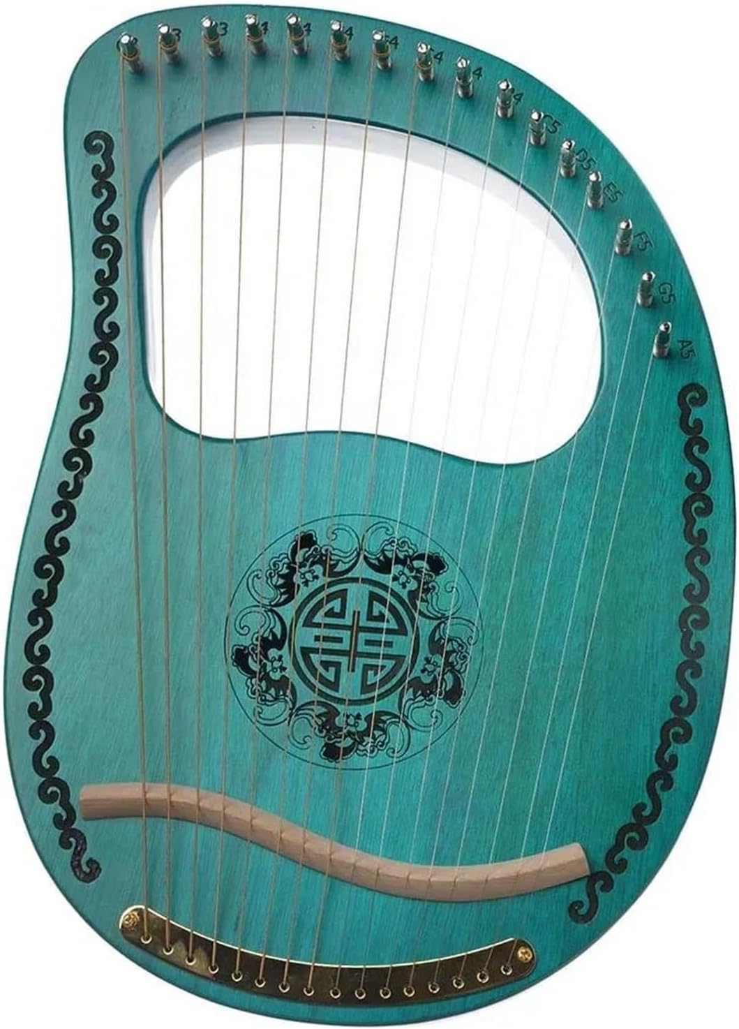 Lyre Harp Set Wooden Mahogany Lyre Harp With Tuning Tool For Beginner Musical Instrument 16 Strings Stringed Wood Color BLUE(BLUE)