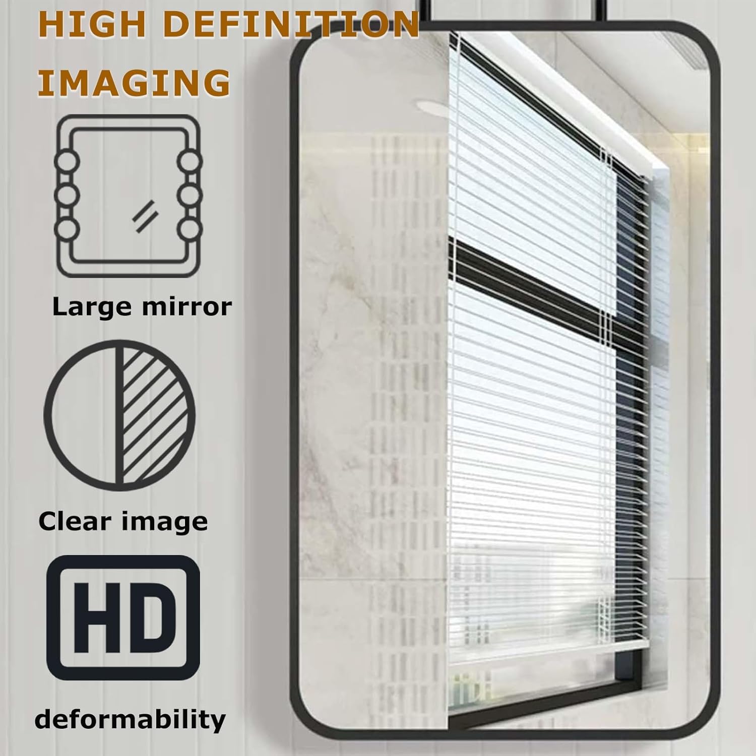 Suspend Ceiling Mirrors Square Mirror For Ceiling Hanging Rod Corner Mirror Wall Mount Ceiling Mounted Mirror Pivot For Bathroom Entryway Bathrooms Bedroom Big Metal Pole Ceiling Suspended Mirror(Gold