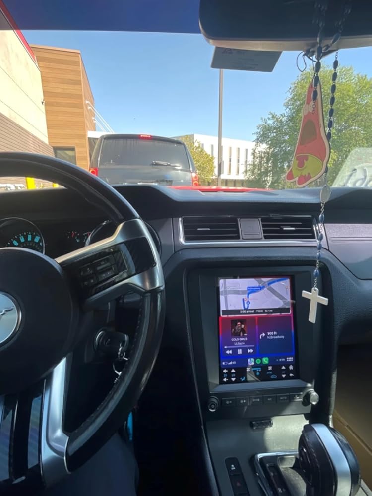 Double Din Car Stereo for 2010 Ford Mustang Radio 4+64G 9.7-inch Android 15 IPS Touchscreen Screen with Carplay & Android Auto Support Backup Camera GPS Navigation Bluetooth SWC FM RDS WiFi MIC