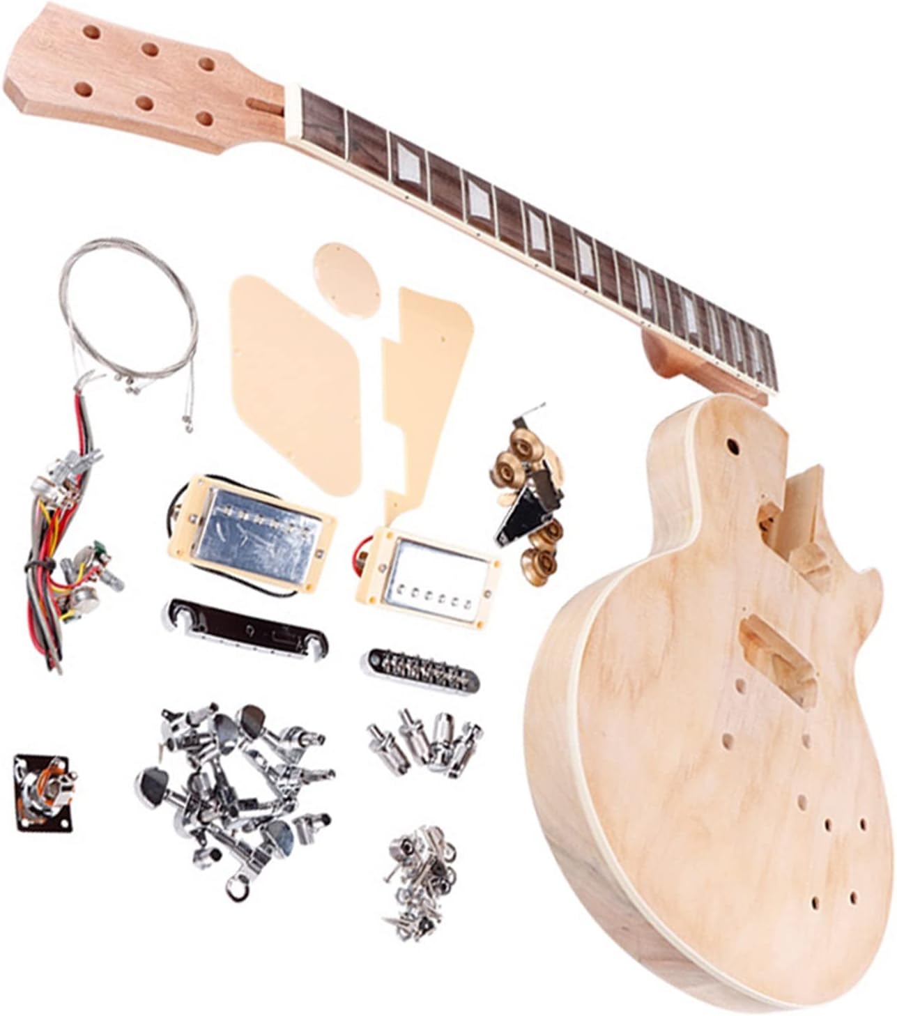 DIY Electric Guitar Kit for LP Electric Guitar Set Neck Guitar Body Wood Billet DIY Semi-Finished Complete Accessories Set