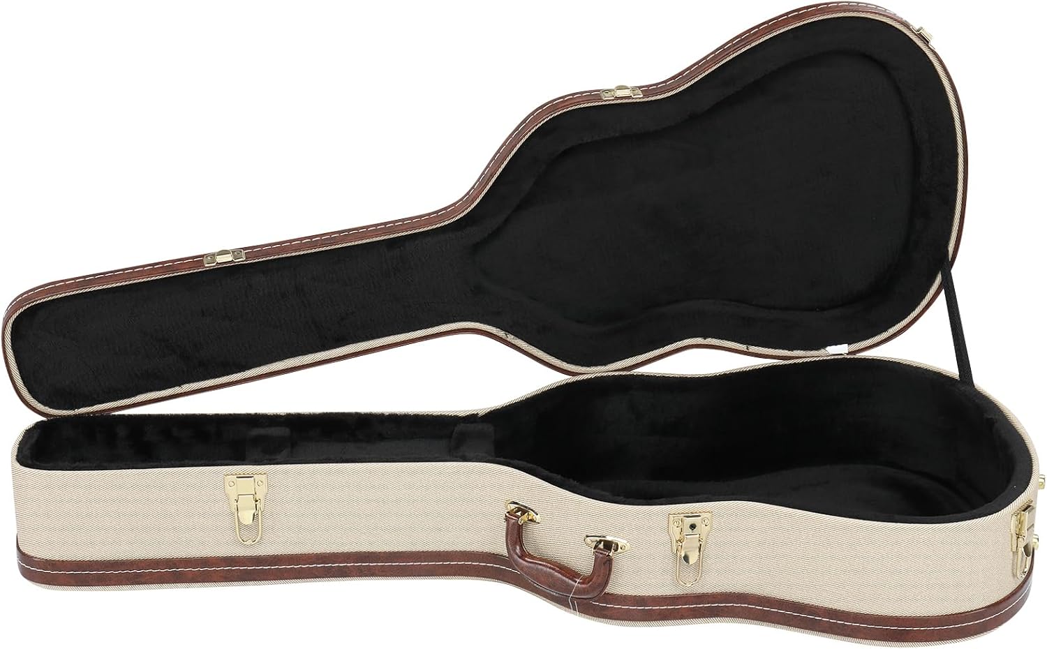 Ktaxon 39 Inch Acoustic Guitar Hard Case, Wood Classical Guitar Case Hard-Shell Gig Bag with Lock Latch Padding, Soft Lining & Accessory Compartment (Beige Grey)