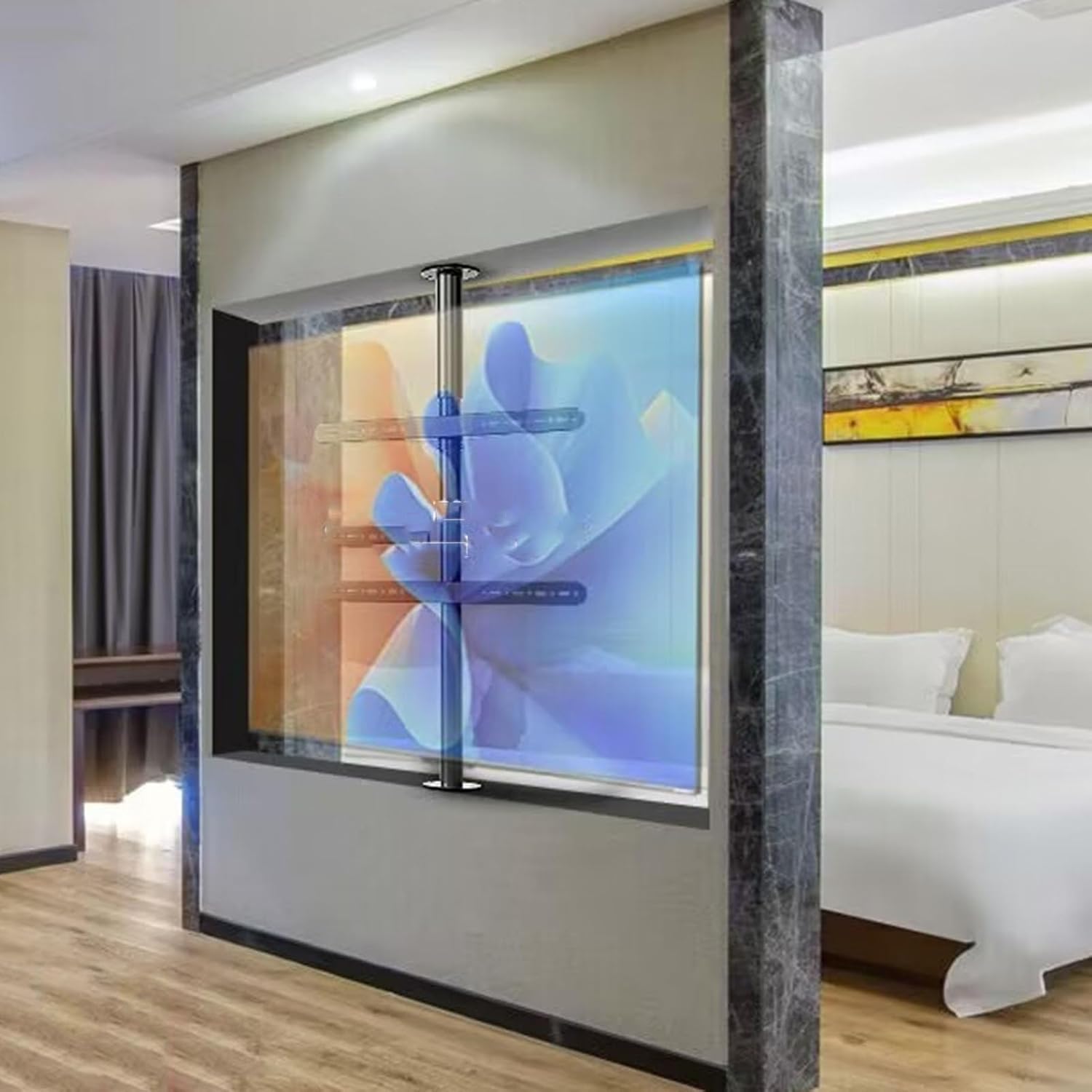 LCD TV e Floor Stand - 360 Degree Rotating e Floor Stand,Wall Mount Partition Swivel e,TV Ceiling Mount Adjustable Bracket,Fits 32-75inch LED Sn Display,Up to,60,85cm