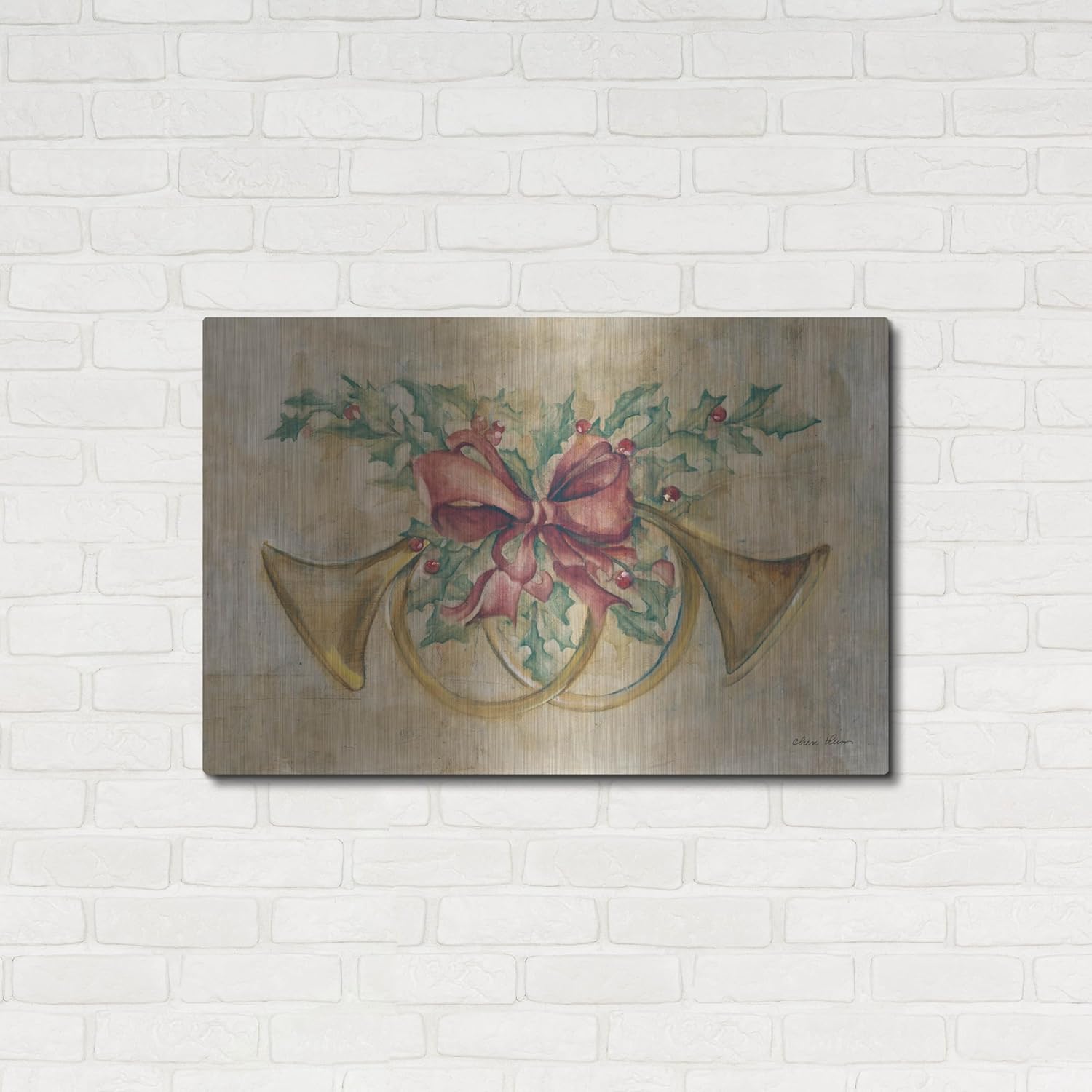 'Holiday French Horns' by Cheri Blum Metal Wall Art, 36