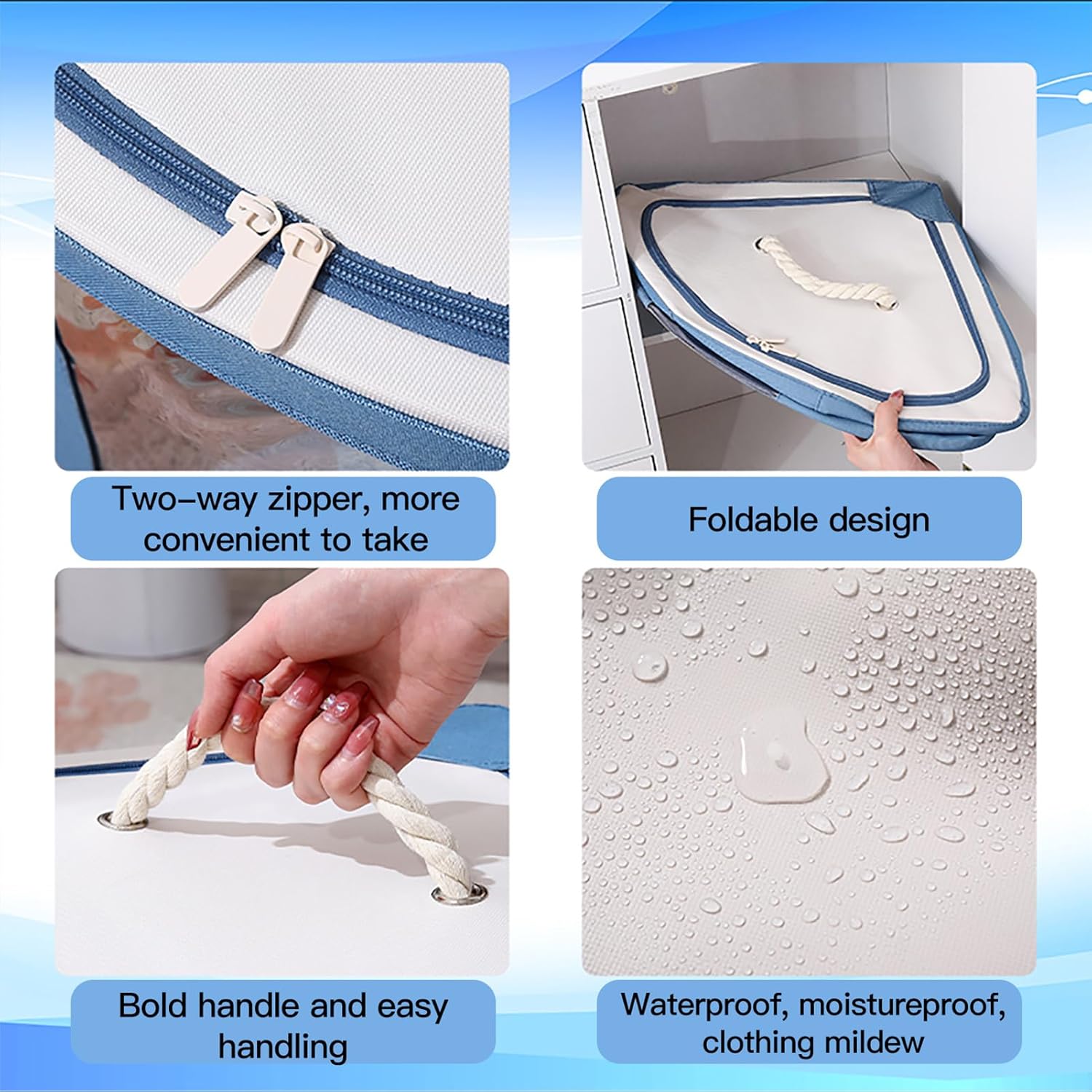 2PCS Corner Baskets Triangle Storage, Fan Shaped Storage Box with Lid and Handle, Foldable Storage Bins, Waterproof Oxford Cube Boxes, Large Capacity Storage Container for Bedroom Office(Dark gray-L)