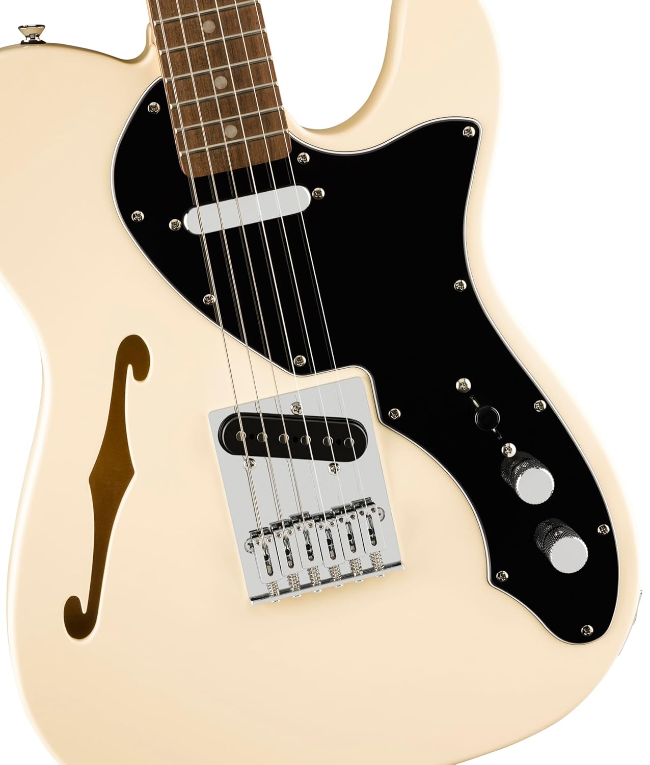 Affinity Series Telecaster Thinline, Laurel Fingerboard, Black Pickguard, Olympic White
