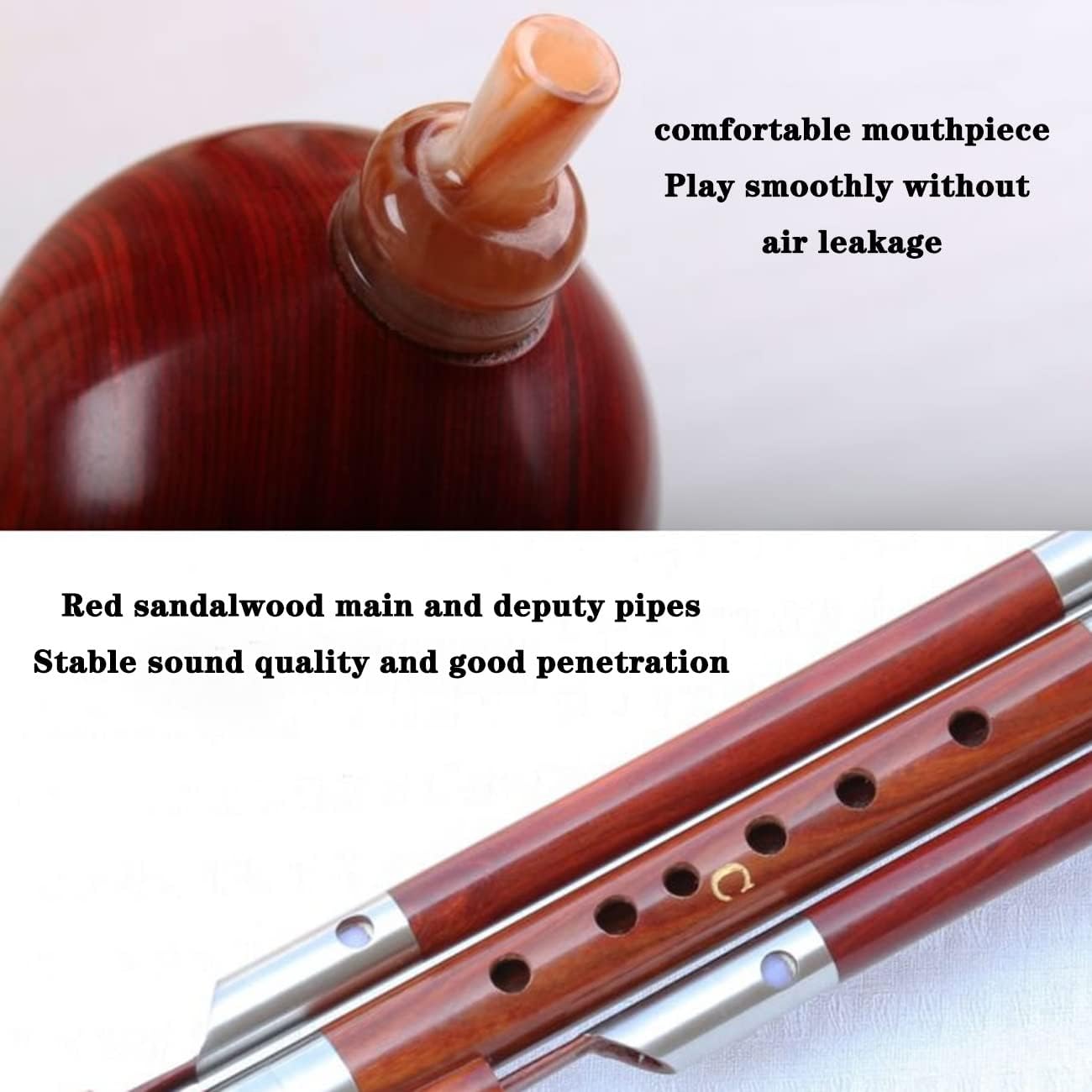Woodwind Hulusi Piccolo Learn to Play The Cucurbit Flute Gourd Flute in C Flat B Ethnic Flute and Wind Instrument Stable Sound Quality (Color : Brown, Size : D-Key)