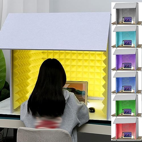 Microphone Isolation Booth Box, Portable Recording Booth,Vocal Absorbing Shield, Desktop Soundproof Cover, Ideal for Home Office and Studio Recording