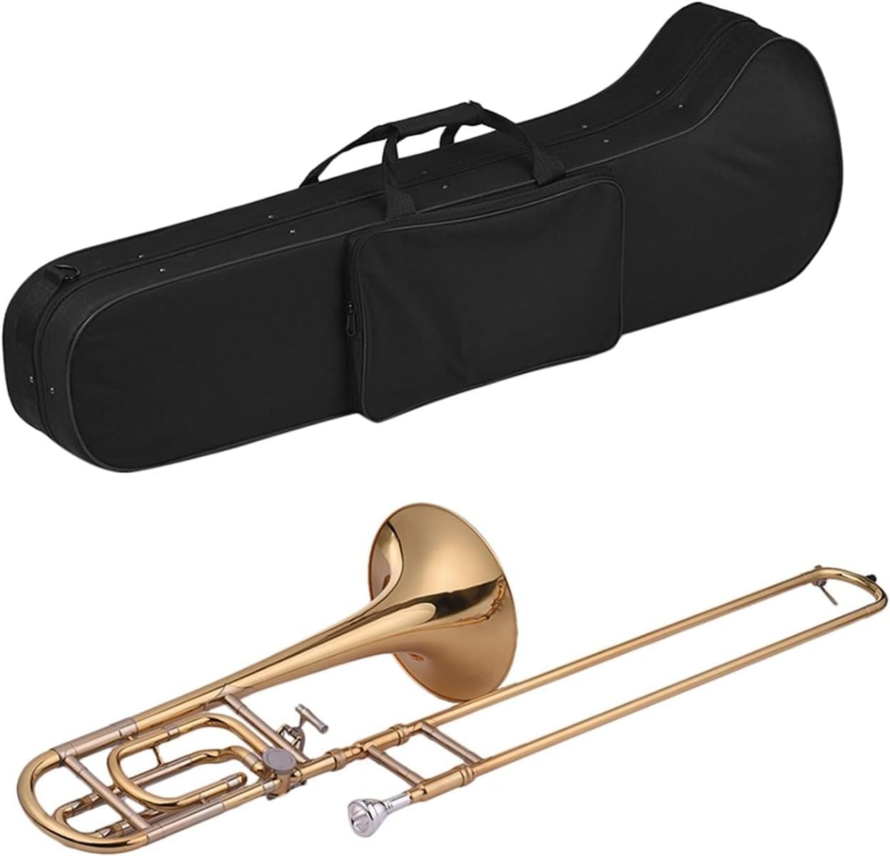 Standard Bb Tenor Slide Trombone for Intermediate Players, B Flat Brass Trombone with F Attachment, Brass Lacquer Finish