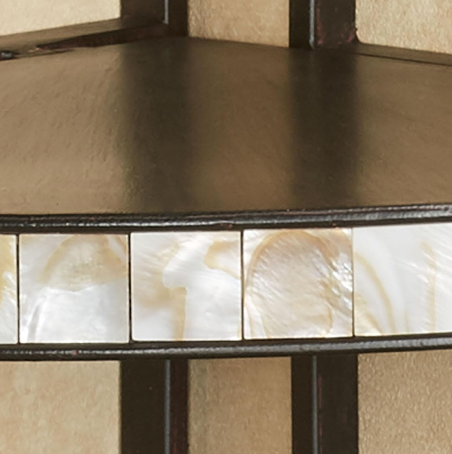 Touch of Class Caprissa Metal and Capiz Shell Corner Wall Shelf - Black, Ivory - Modern Home Decor for Bedroom, Living Room, Bathroom, Office, Game Room - Trinket Storage