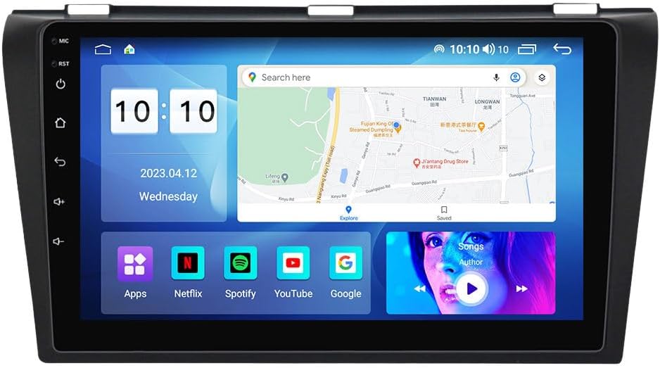 Android Car Stereo for Mazda 3 2004-2009,9 inch IPS Touchscreen with Upgrade Wireless CarPlay & Android Auto,WiFi/GPS,Support SWC and Subwoofer,8-Core 4G+64G