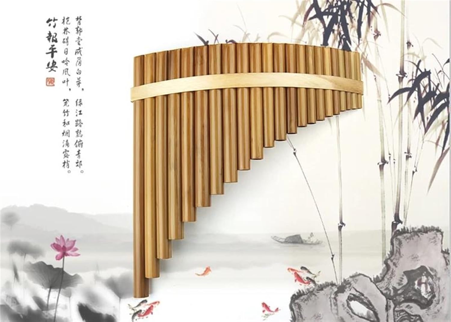 Handmade Wood Bamboo Pan Flute 22 Pipes Woodwind Musical Instruments (Color : Left)