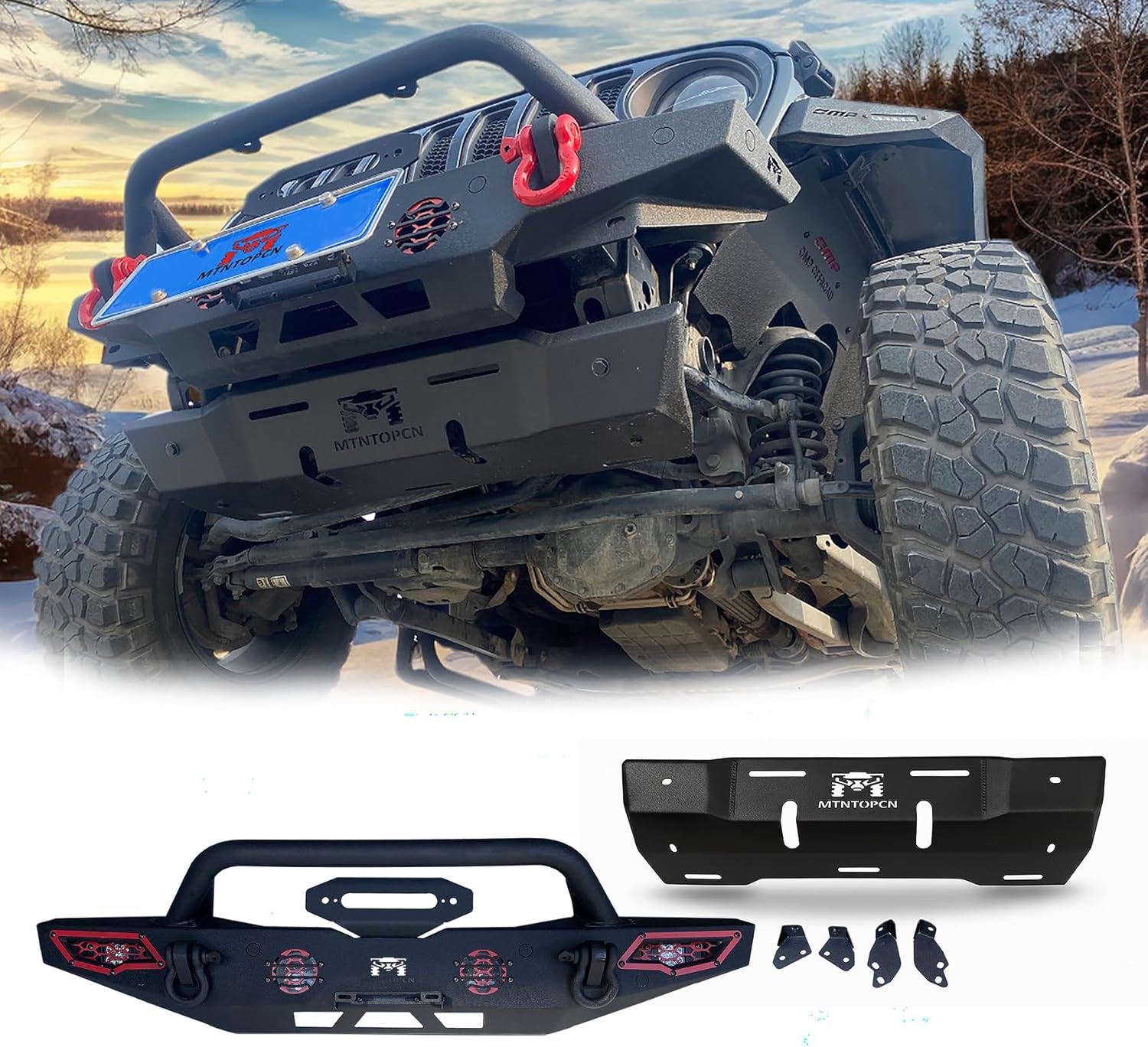 Ultimate Front-End Armor Bundle for Wrangler JLJLU & Gladiator | Heavy-Duty Stubby Bumper + Aircraft Aluminum Skid Plate | Complete No-Drill Bolt-On Protection