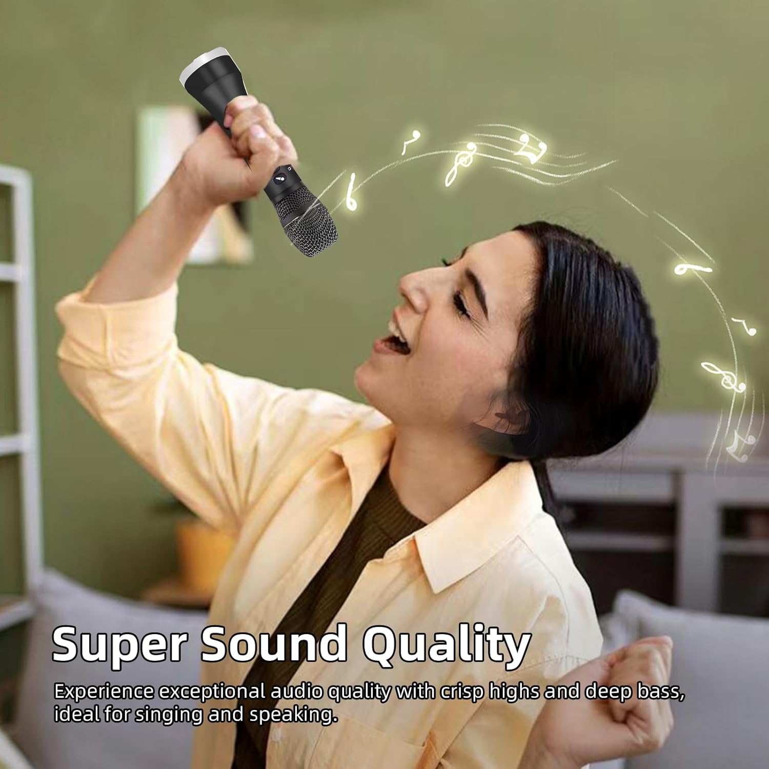 YF78 Wireless Bluetooth Microphone, 20W High Power, DSP Chip for Clear Sound, 5 Voice-Changing Modes, Dual Mic Connectivity for Duet Singing, One-Click Vocal Reduction for Karaoke, Compact Loud Design