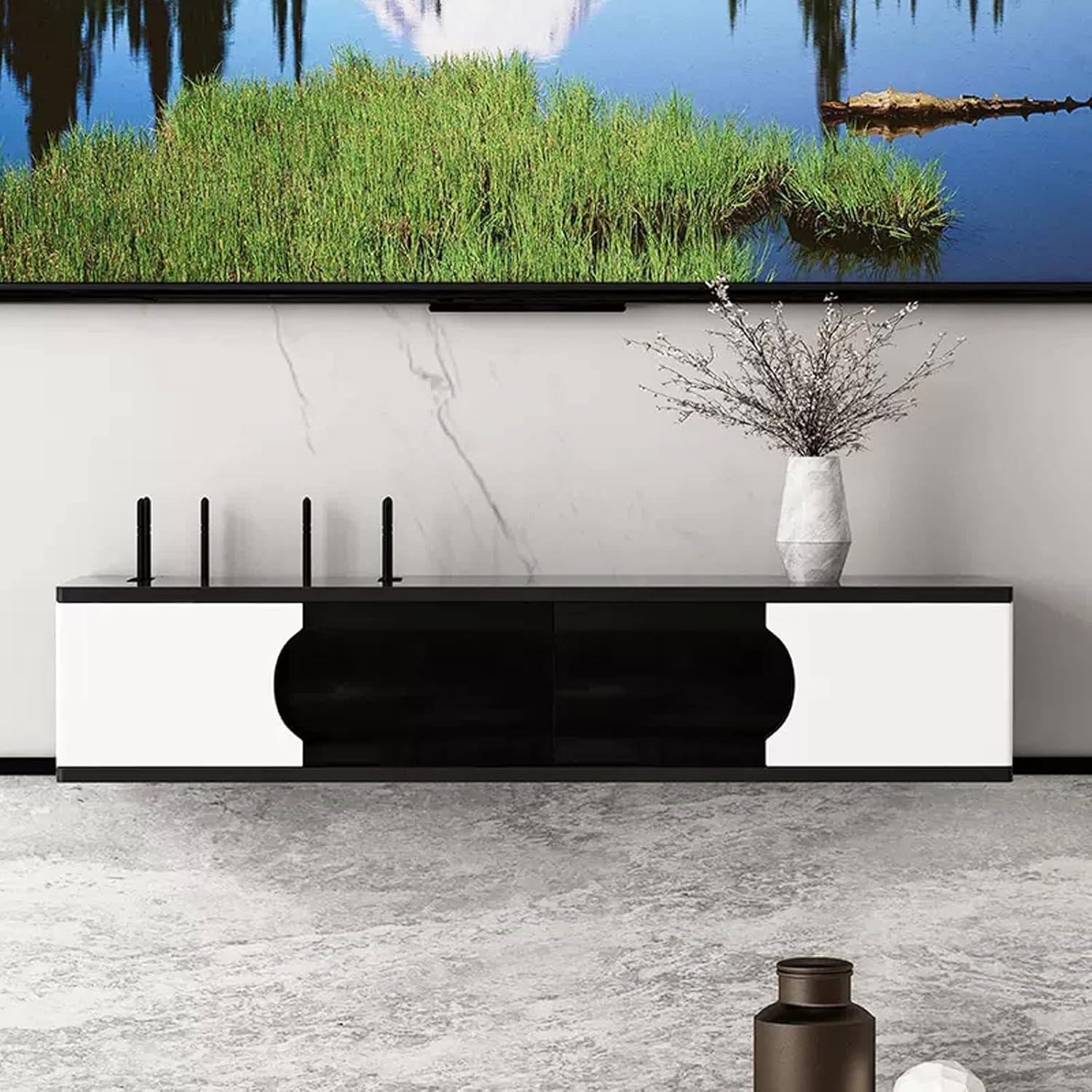 Wall Mounted TV Cabinet Wall Shelf Floating Shelf TV Stand Media Console Unit Entertainment Centre Open Shelf TV Unit Storage Shelf Wall Mount Corner Shelves Utility Shelve TV Bracket