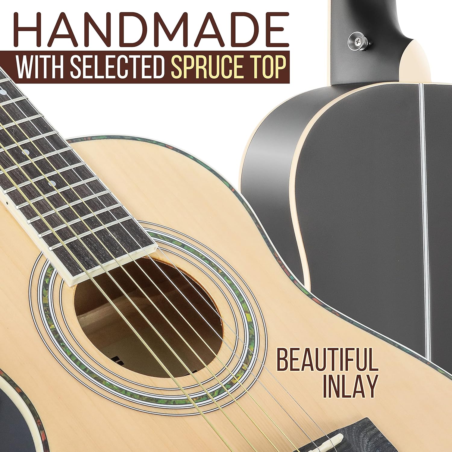 Pyle Acoustic Electric Guitar Kit, 1/4 Scale Spruce Wood Steel String Instrument w/ Gig Bag, 30”