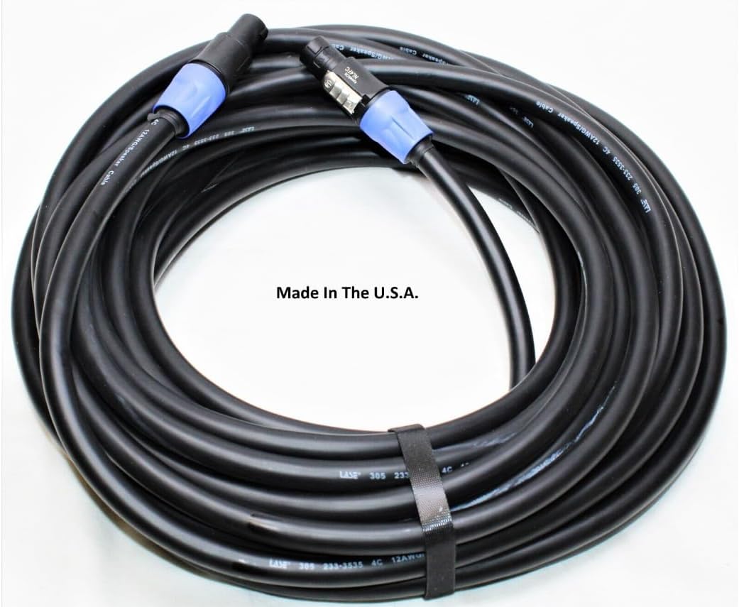 LASE 50 Ft SpeakOn Speaker Cable w/NEUTRIK NL4FC 12ga 4 Conductor Pure Copper