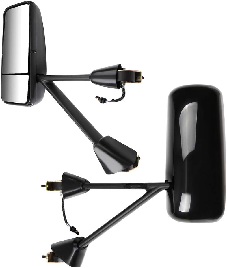 ECCPP Hood Mount Convex Mirrors Compatible With 2008-2016 For Kenworth T660 T600 T370 T270 T800 With Left Right Side Tuck Car Mirrors Black Housing Power Control Heated