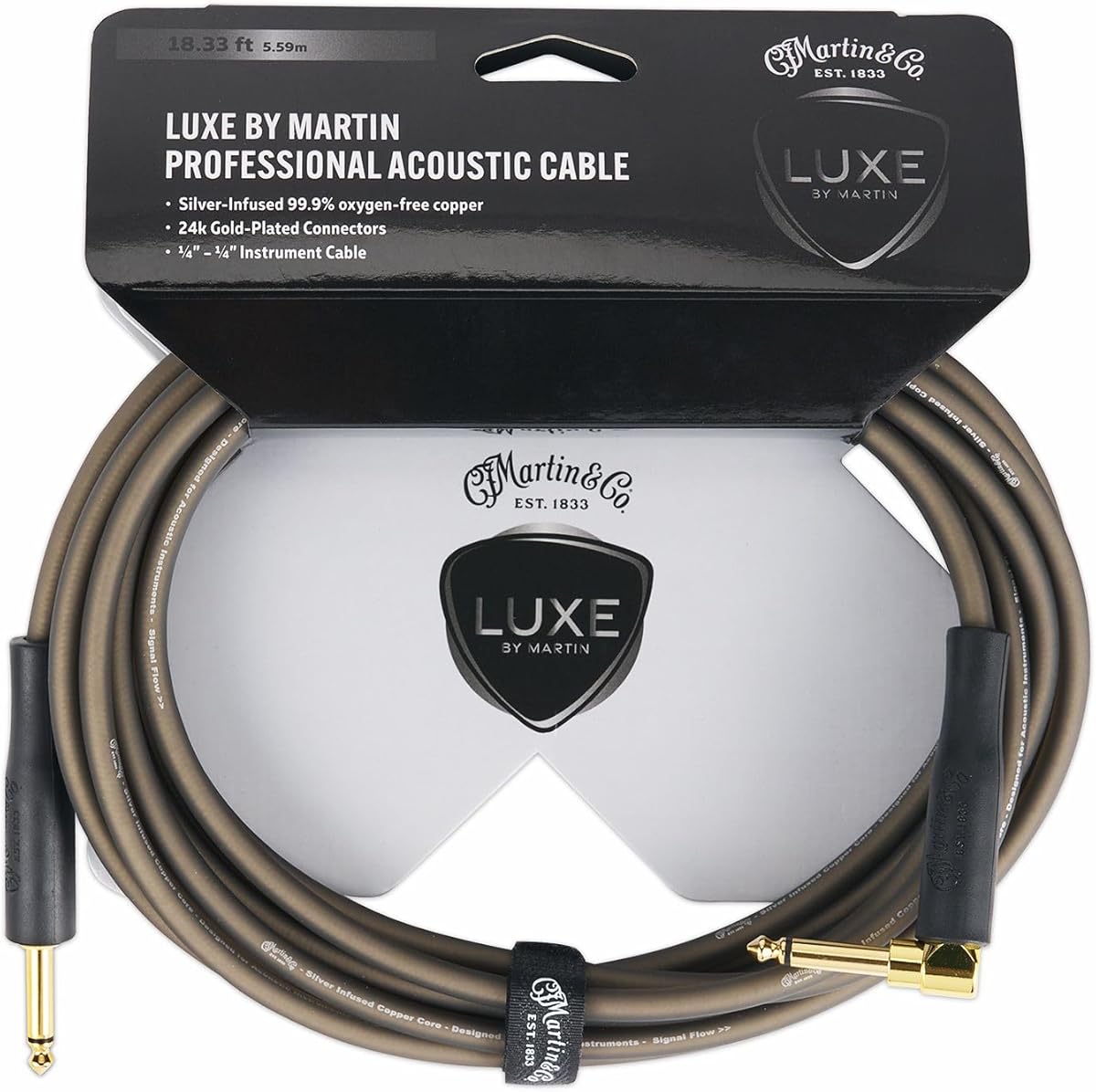 LUXE BY MARTIN® Guitar Cable – Premium Acoustic Cable | Rich Tone, Low Capacitance & Quiet Performance | Flexible, Durable Design with Lifetime Guarantee