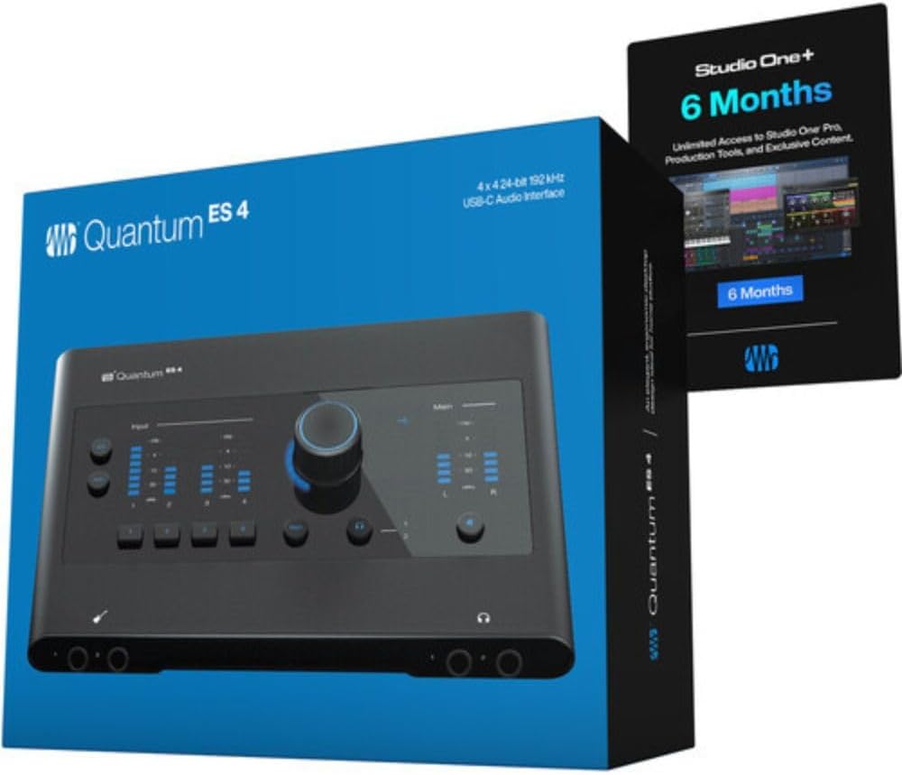PreSonus Quantum ES 4 USB-C Audio Interface Bundle with Polsen HPC-A30 Closed-Back Studio Monitor Headphones and XLR- XLR Cable (Pair)