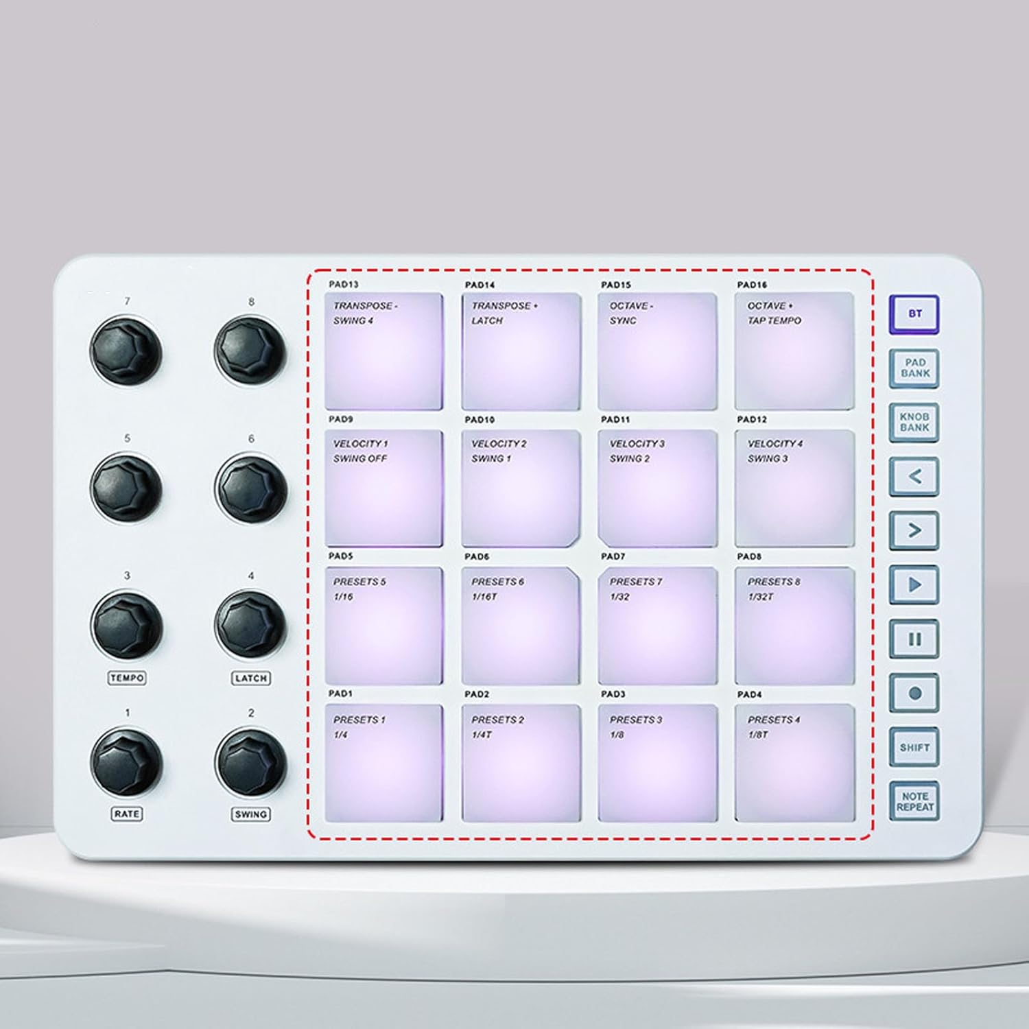 MIDI Controller, with 16 RGB Drum Pads, 8 Rotating Knobs, USB Beat Maker Machine for Music Production