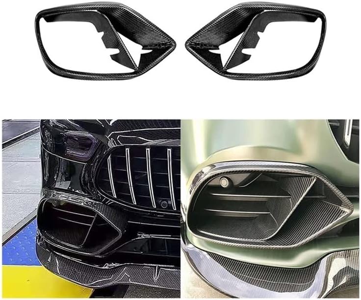 Compatible with Mercedes-Benz AMG GT50 GT53 2019-2020 Real Carbon Fiber Front Bumper Fog Light Vent Cover Trim Car Retrofitting Accessories