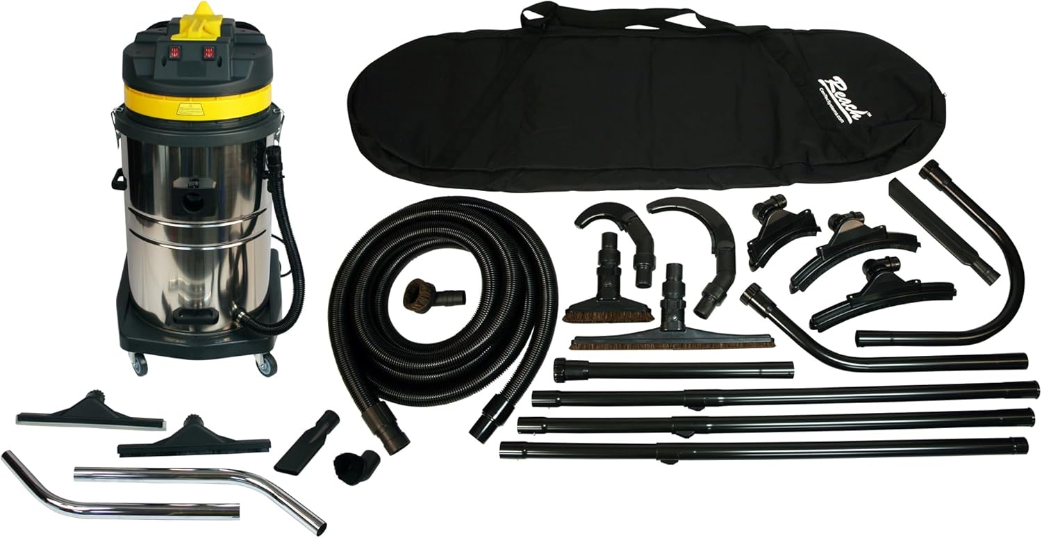 Cen-Tec Systems Two Motor Commercial Wet/Dry Vacuum with 24 Foot High Reach Kit for Elevated Cleaning