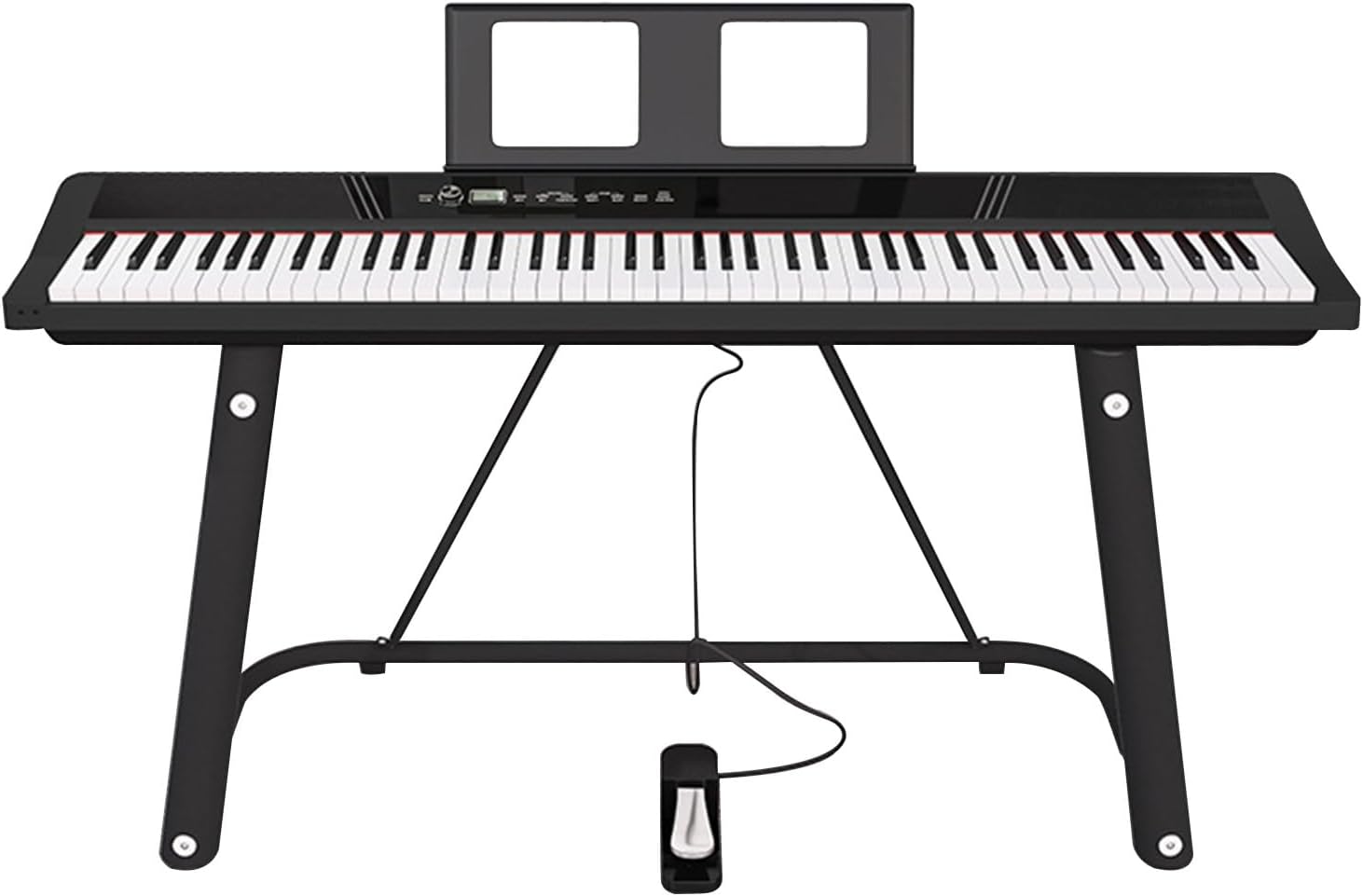Digital Piano With 88 Hammer Action Weighted Keys Support USB-MIDI & Dual Headphones Electronic Piano For Beginners Professional With Music Stand, Sustain Pedal(Black)