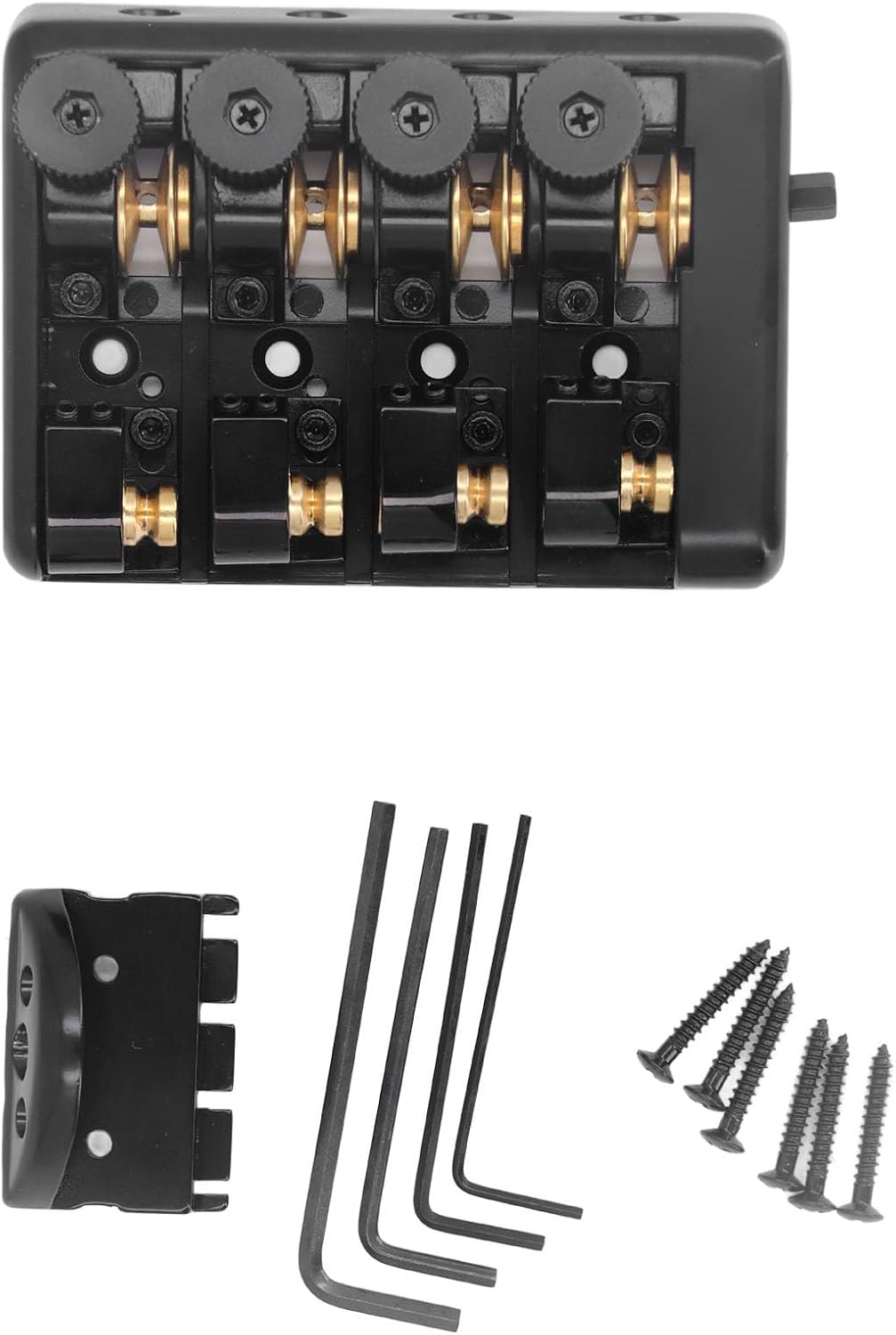 Zinc Alloy Brass 4 String Headless Electric Bass Bridge Replacement with String Lock - Robust Construction, Smooth Performance - Designed for 4 String Headless Electric Basses
