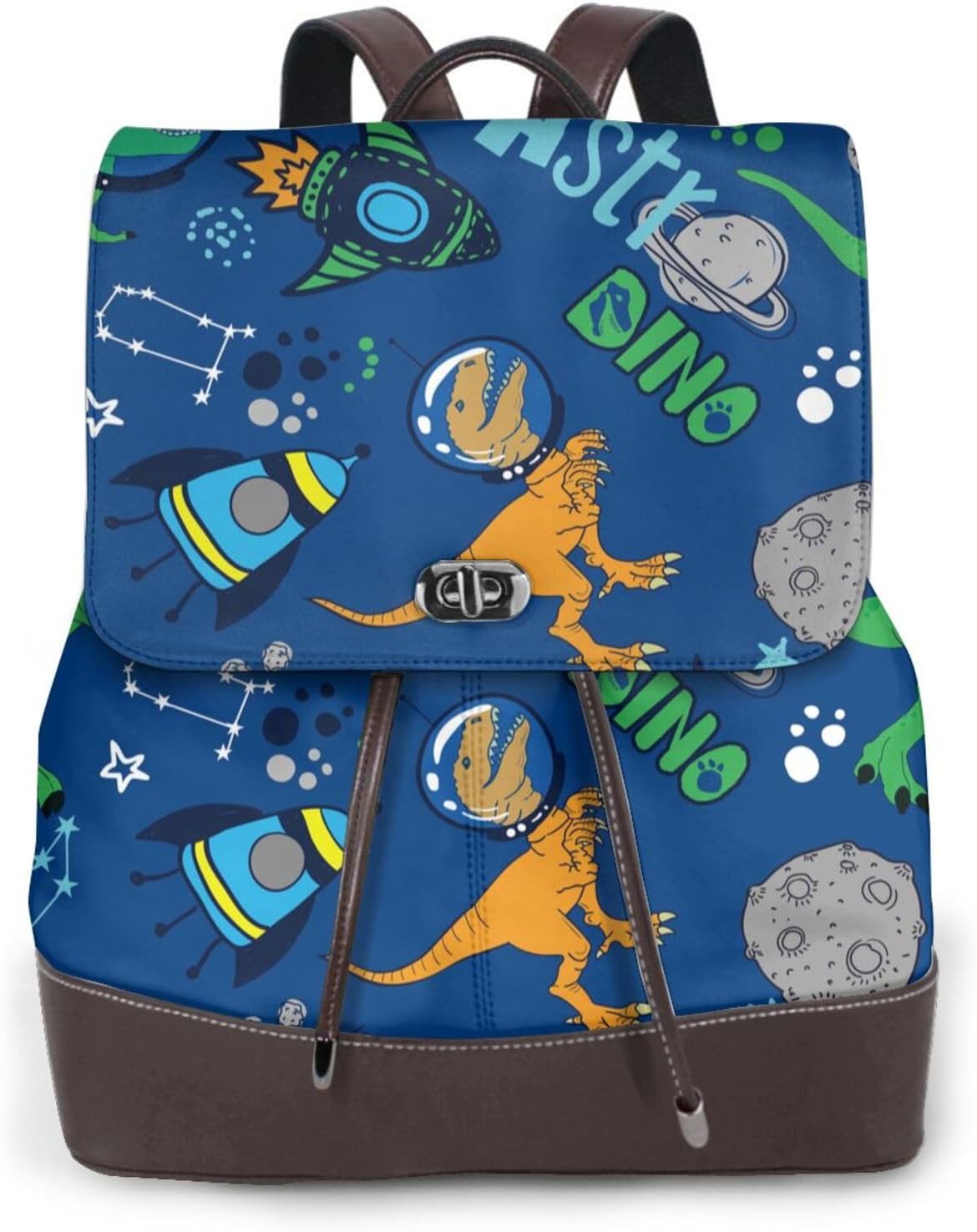 Dinosaur In Space for Womens Backpack Purse Microfiber PU Anti-theft Large Fashion Designer Travel Bag Ladies Shoulder Bags